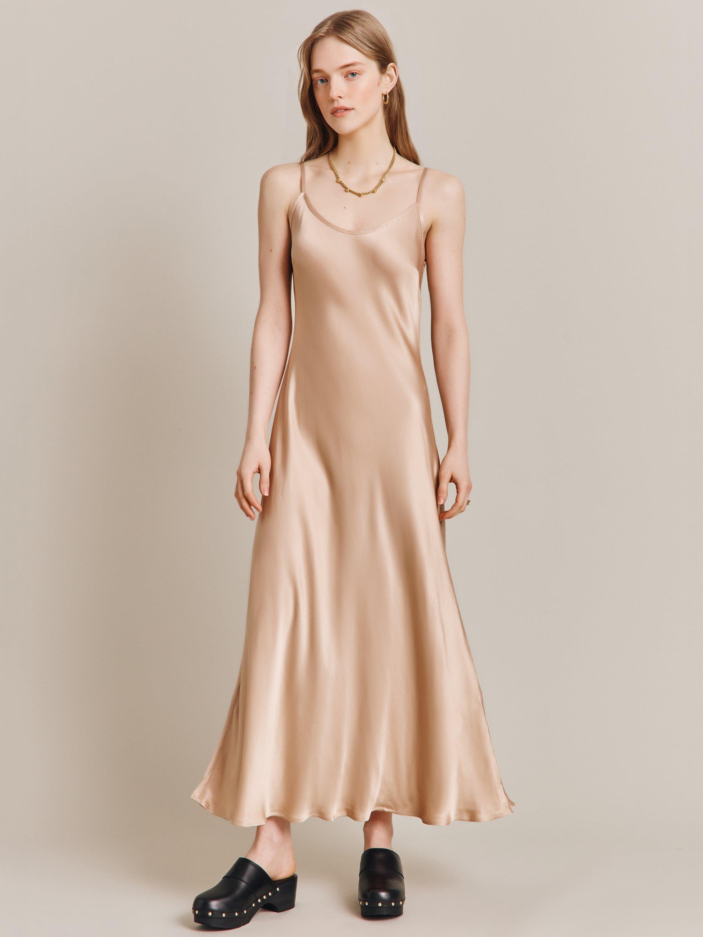 Ghost Joelle Satin Slip Midi Dress, Portia