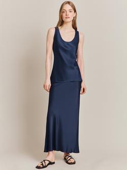 Ghost Margot Satin Vest Top - view 2, Navy