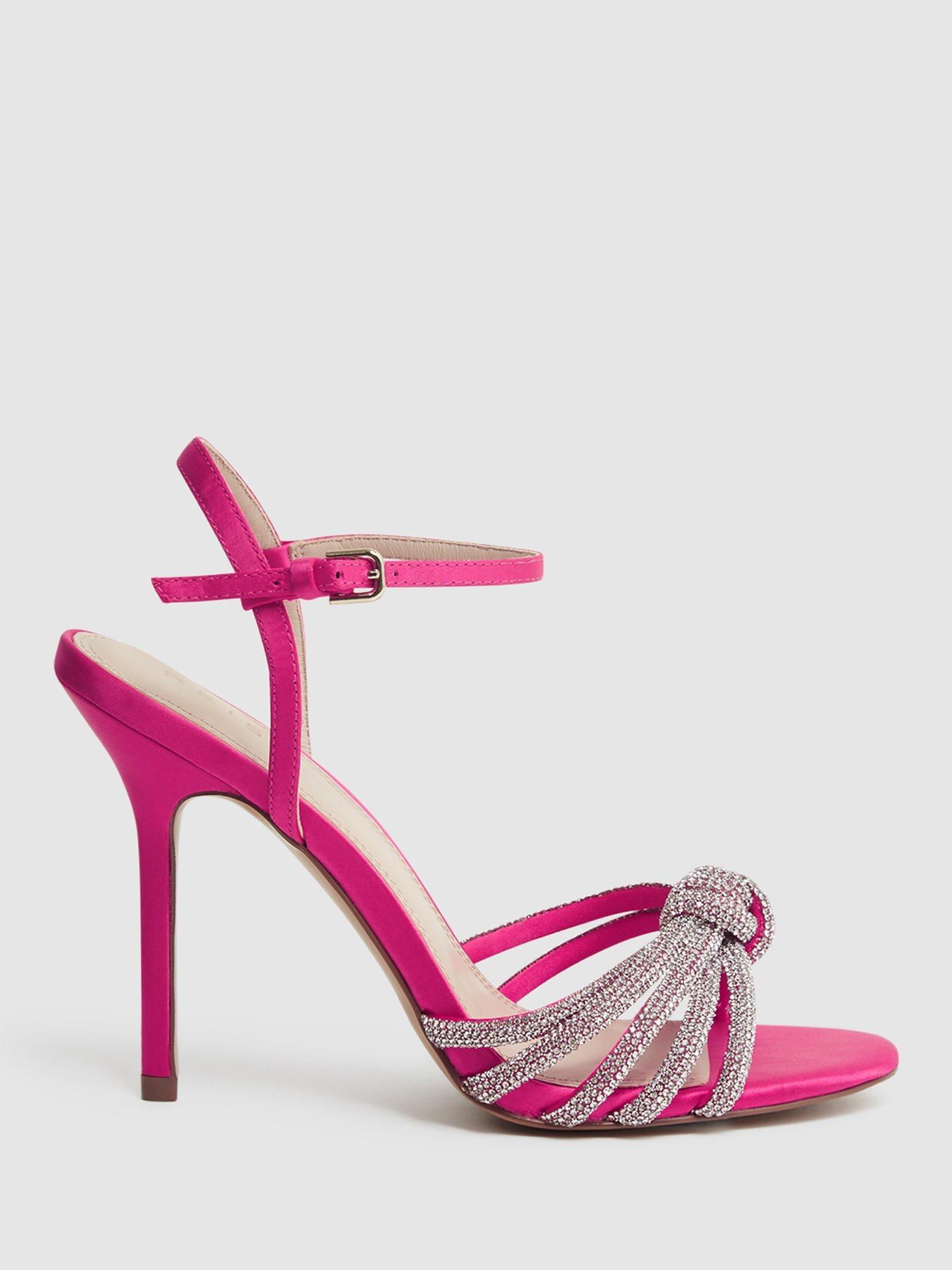 Reiss Estel Diamante Embellished Sandals, Pink
