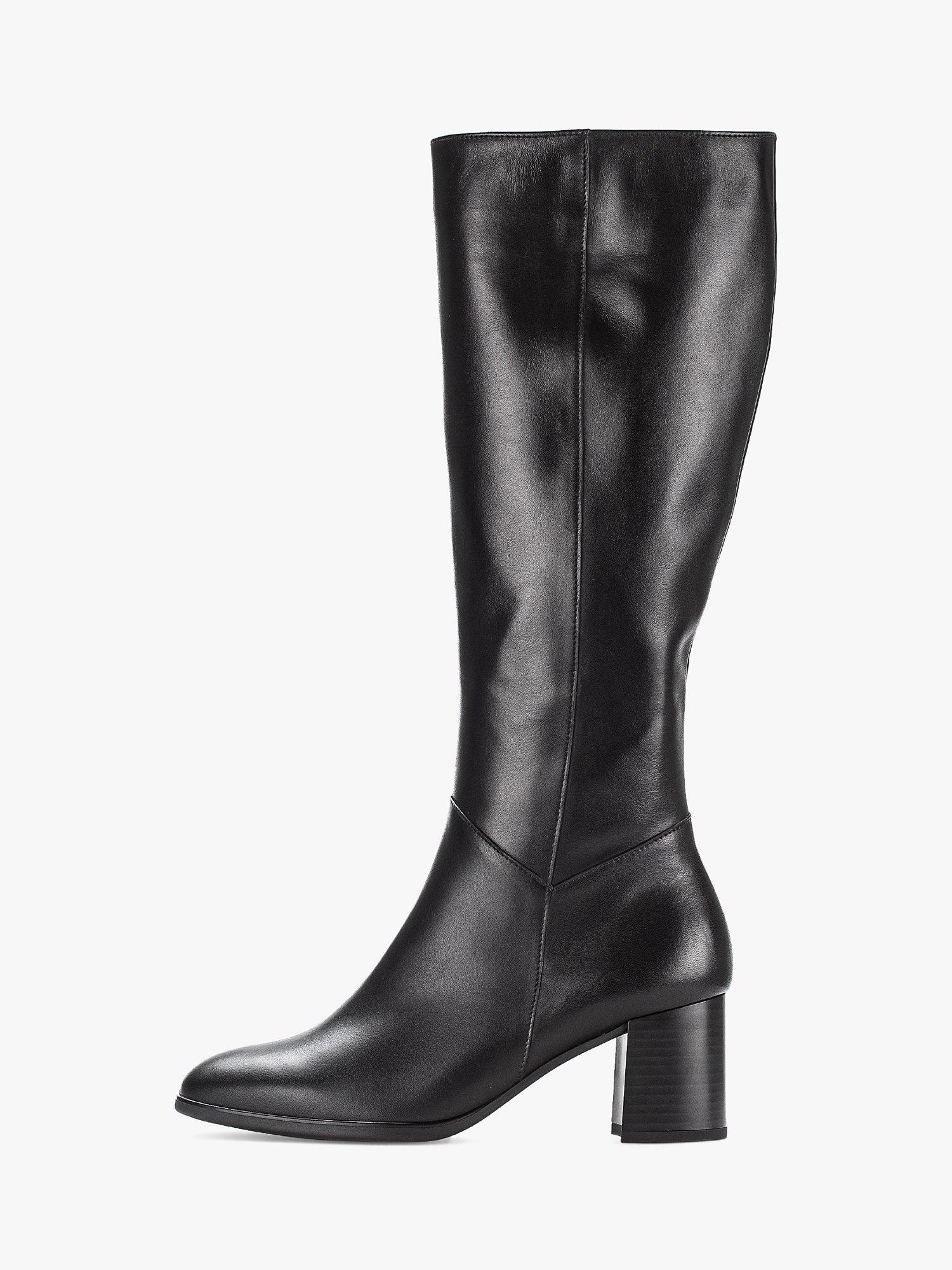 Gabor Balerina Leather Knee High Boots Black