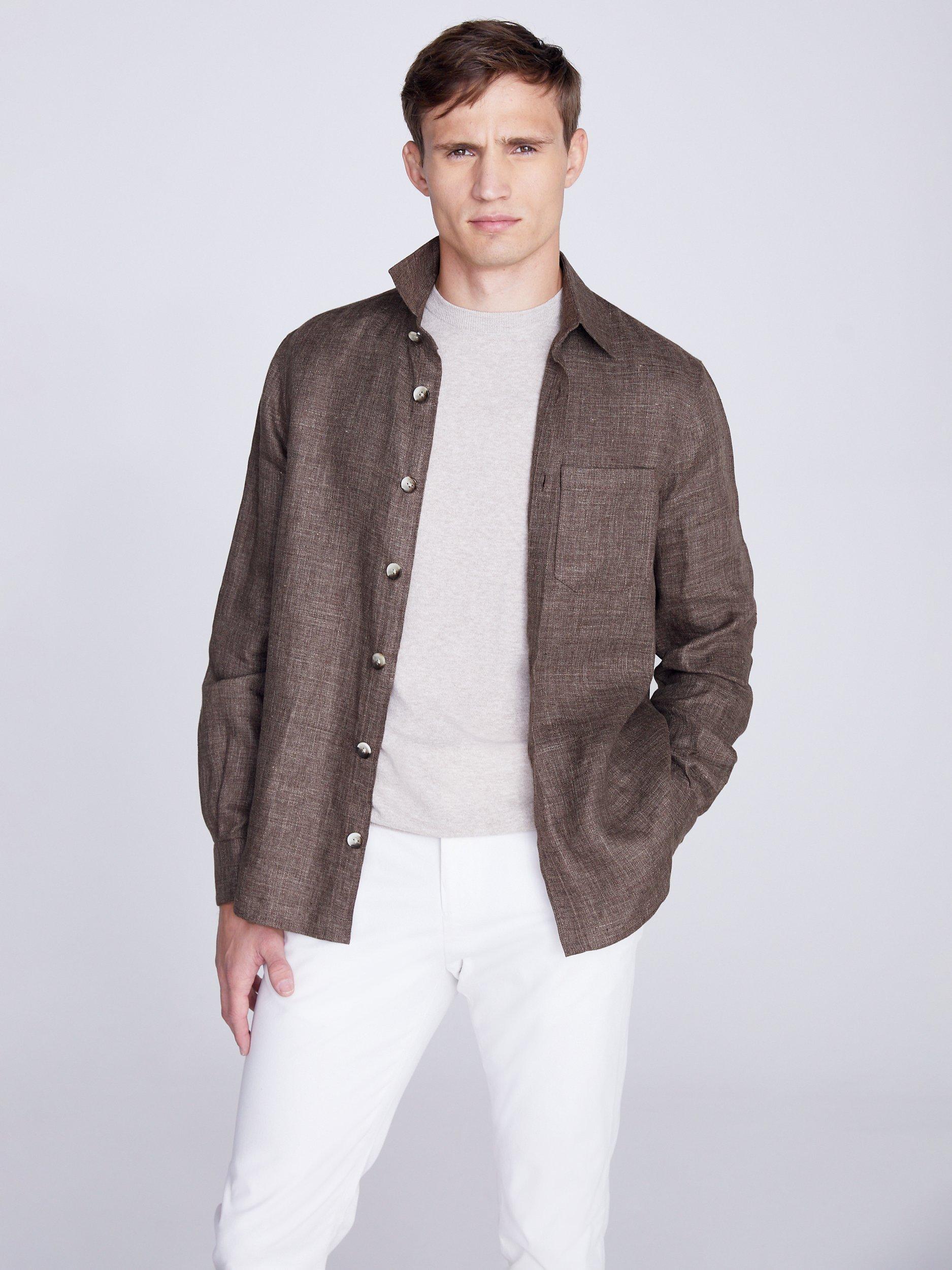 Moss Linen Overshirt, Brown