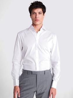 Moss Regular Fit Double-Cuff White Stretch Shirt, White, White