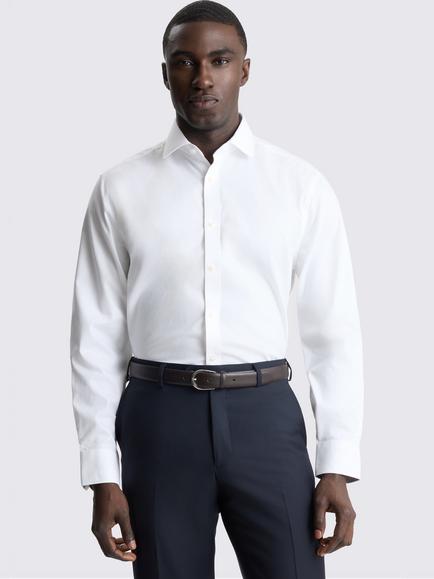 Moss Regular Fit Double Cuff Stretch Shirt, White, White