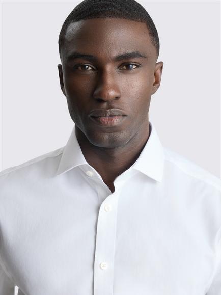 Moss Regular Fit Double Cuff Stretch Shirt, White - view 2, White
