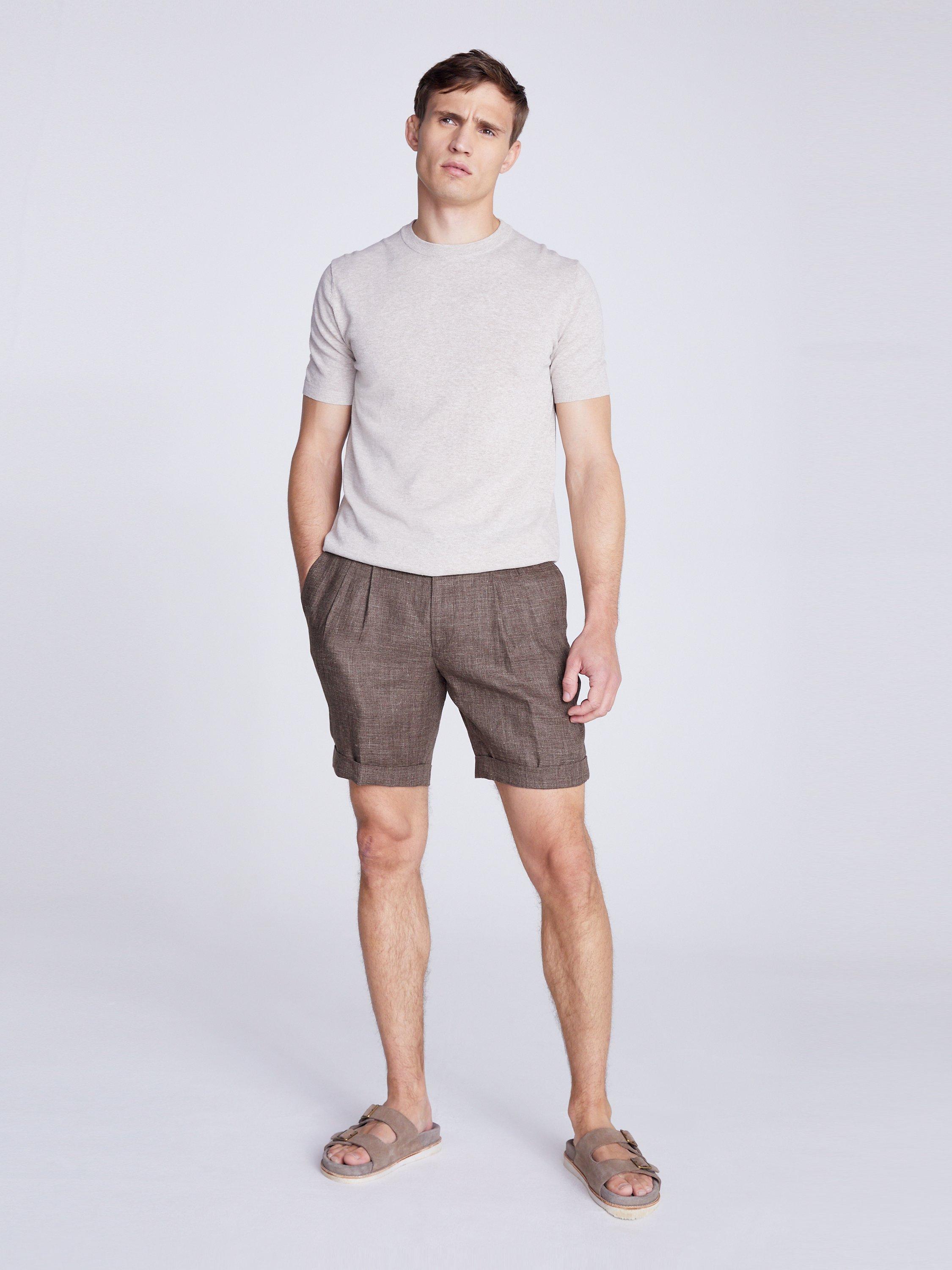 Moss Linen Shorts, Brown