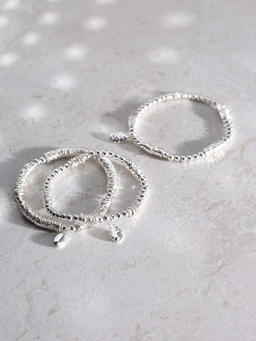 Mint Velvet Beaded Bracelet Set, Silver