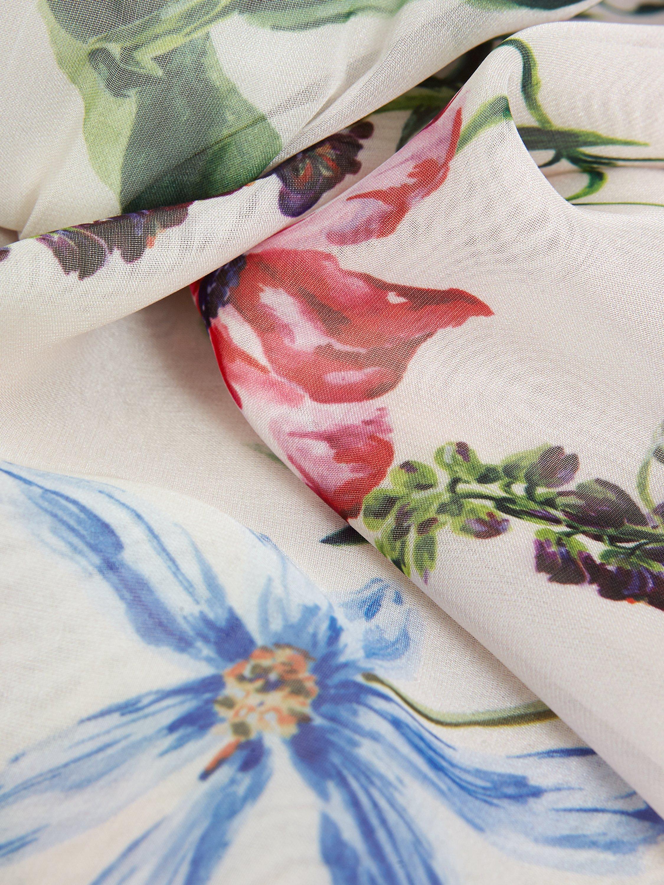 Product image 6 of 7, which shows Phase Eight Everleigh Chiffon Floral Mini Dress, Ivory/Multi, 26