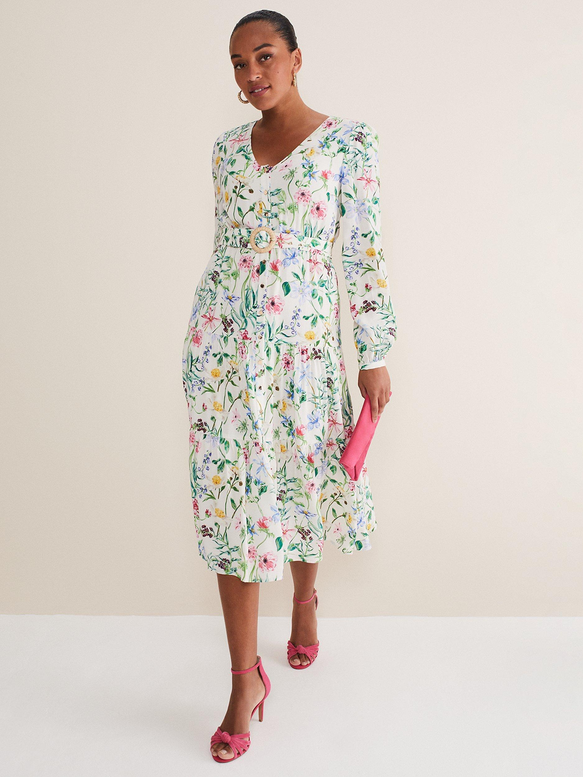Phase Eight Maya Floral Midaxi Dress, Ivory/Multi