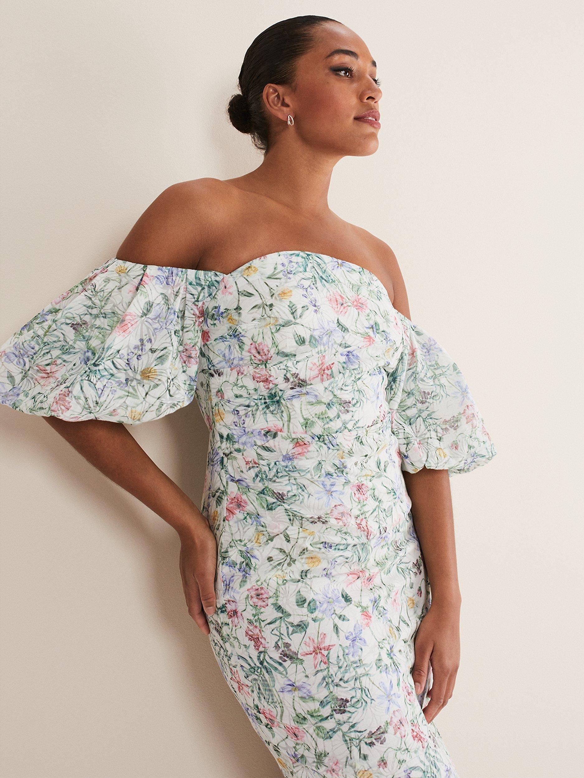 Product image 4 of 7, which shows Phase Eight Stevie Bodycon Dress, Ivory/Multi, 18