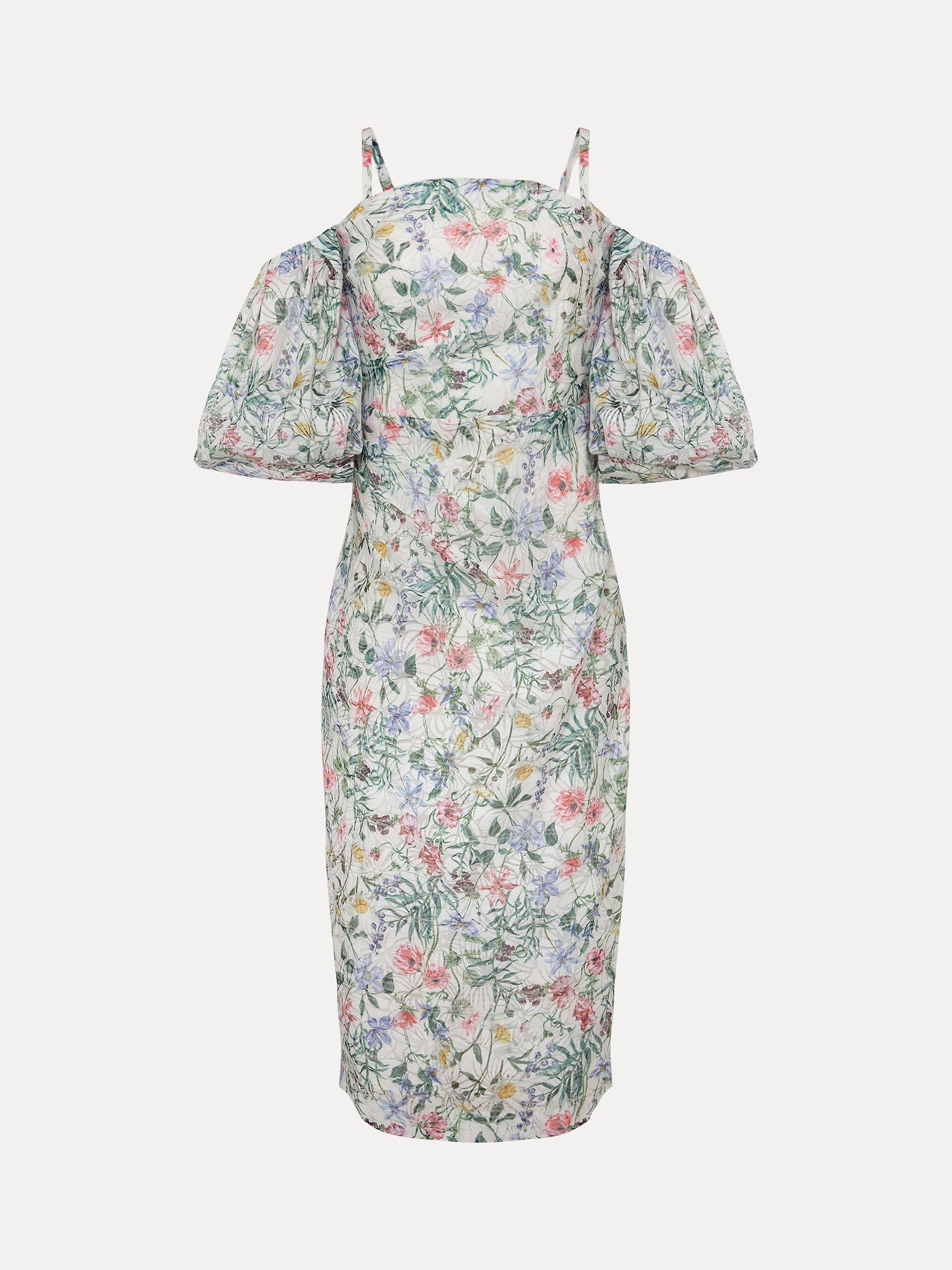 Product image 5 of 7, which shows Phase Eight Stevie Bodycon Dress, Ivory/Multi, 18