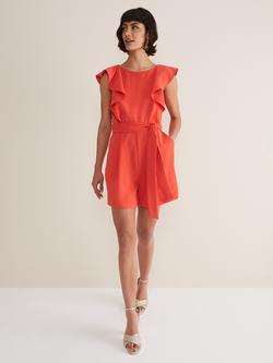 Phase Eight Oaklynn Ruffle Playsuit, Vermillion, Vermillion