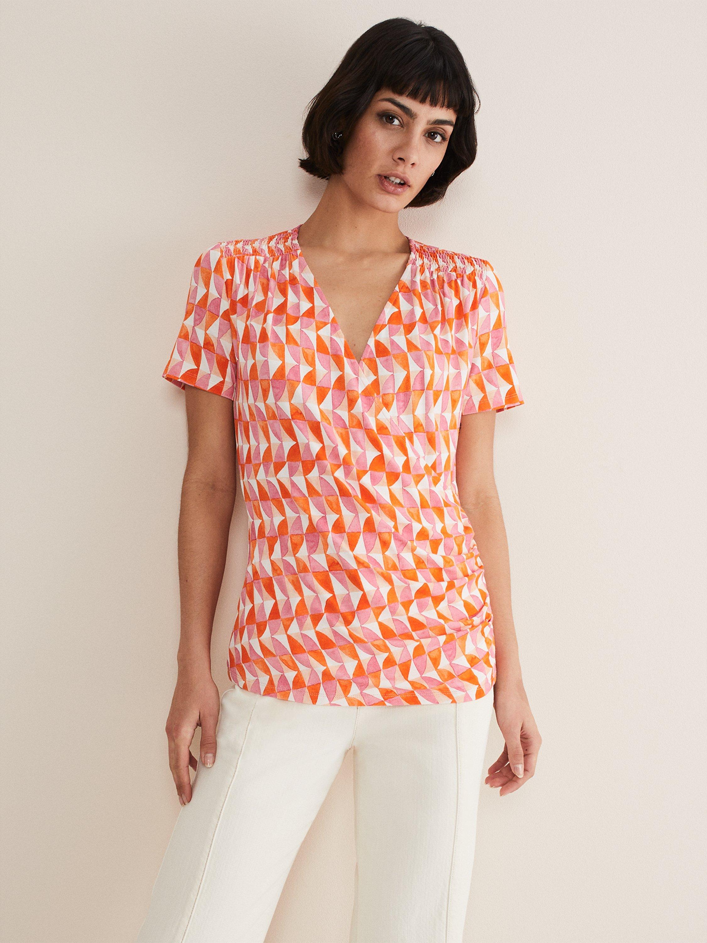 Phase Eight Loicia Geo Print Blouse, Pink/Multi
