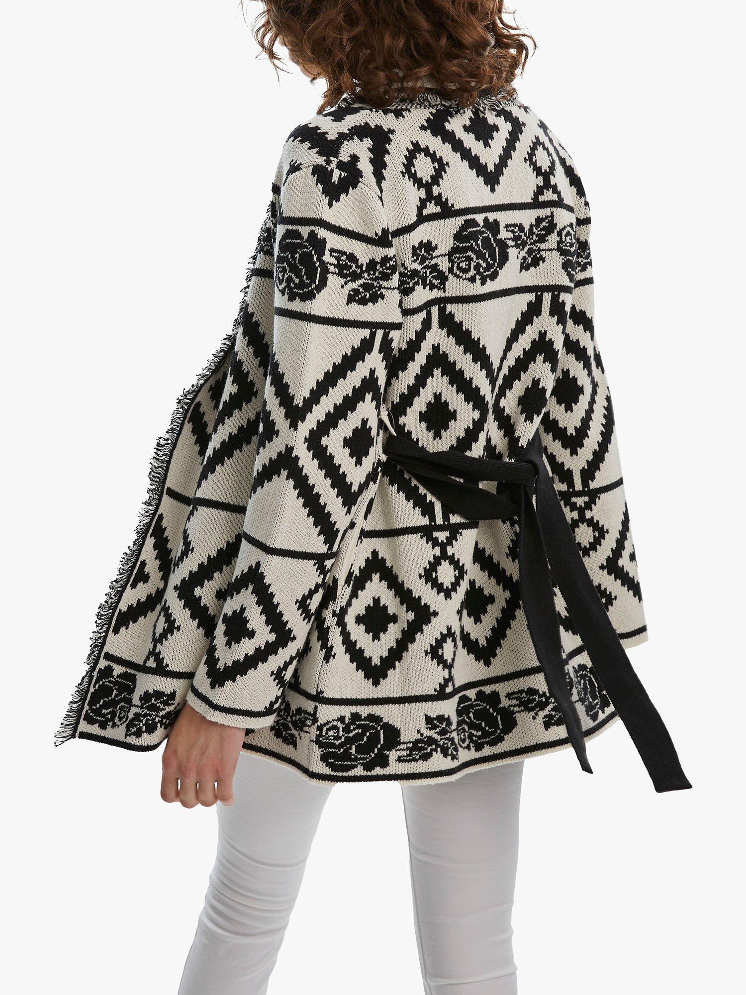 Product image 2 of 4, which shows James Lakeland Geo Print Knitted Cardigan, Black/Cream, 10
