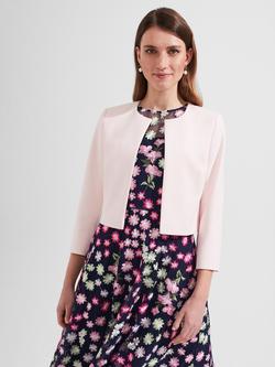 Hobbs Elize Cropped Crepe Jacket, Pale Pink