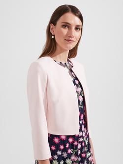 Hobbs Elize Cropped Crepe Jacket - view 2, Pale Pink