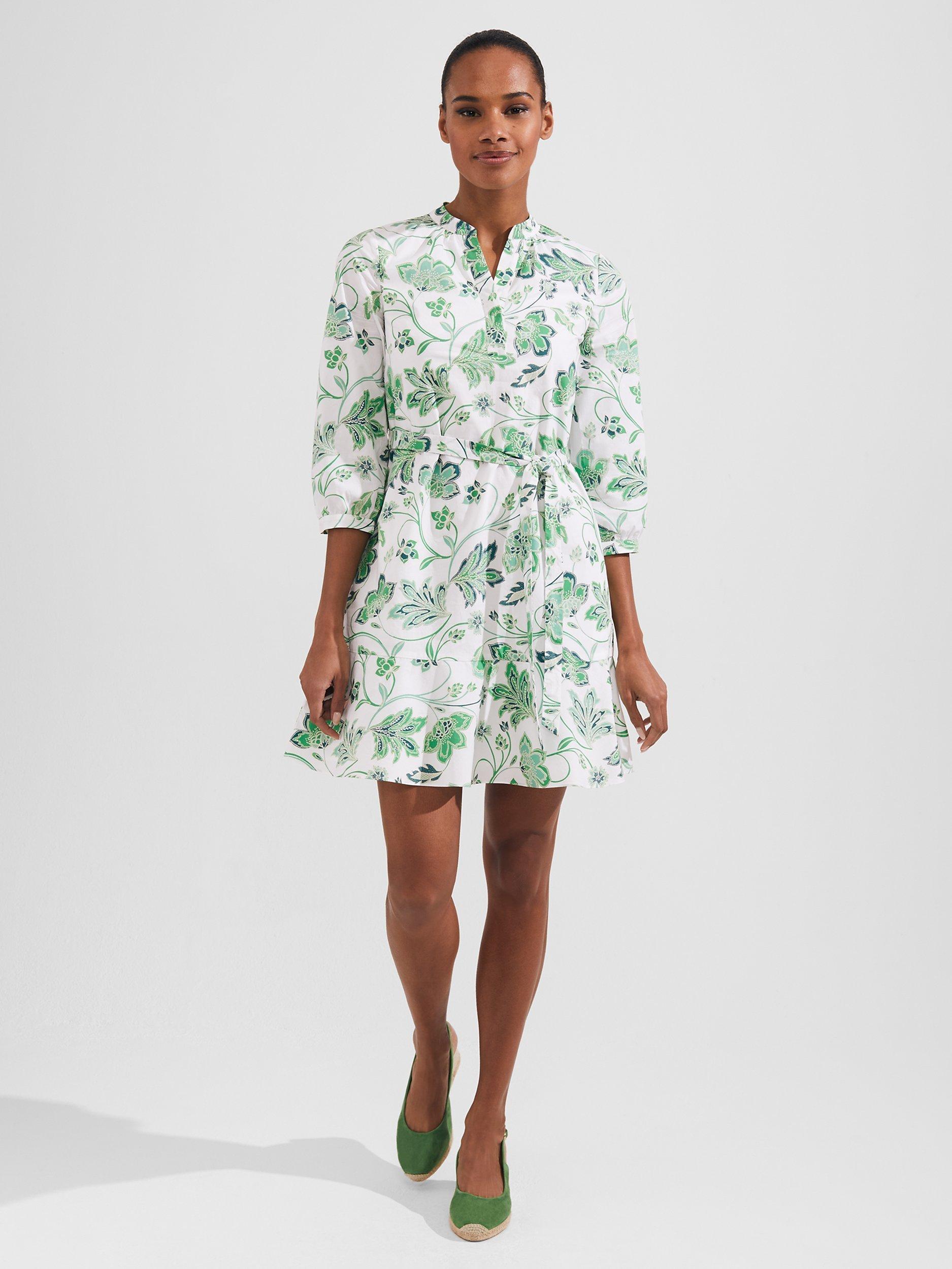 Hobbs Camilla Mini Dress White Green