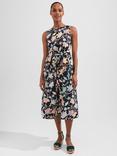 Hobbs Emilie Floral Midi Dress, Black/Multi