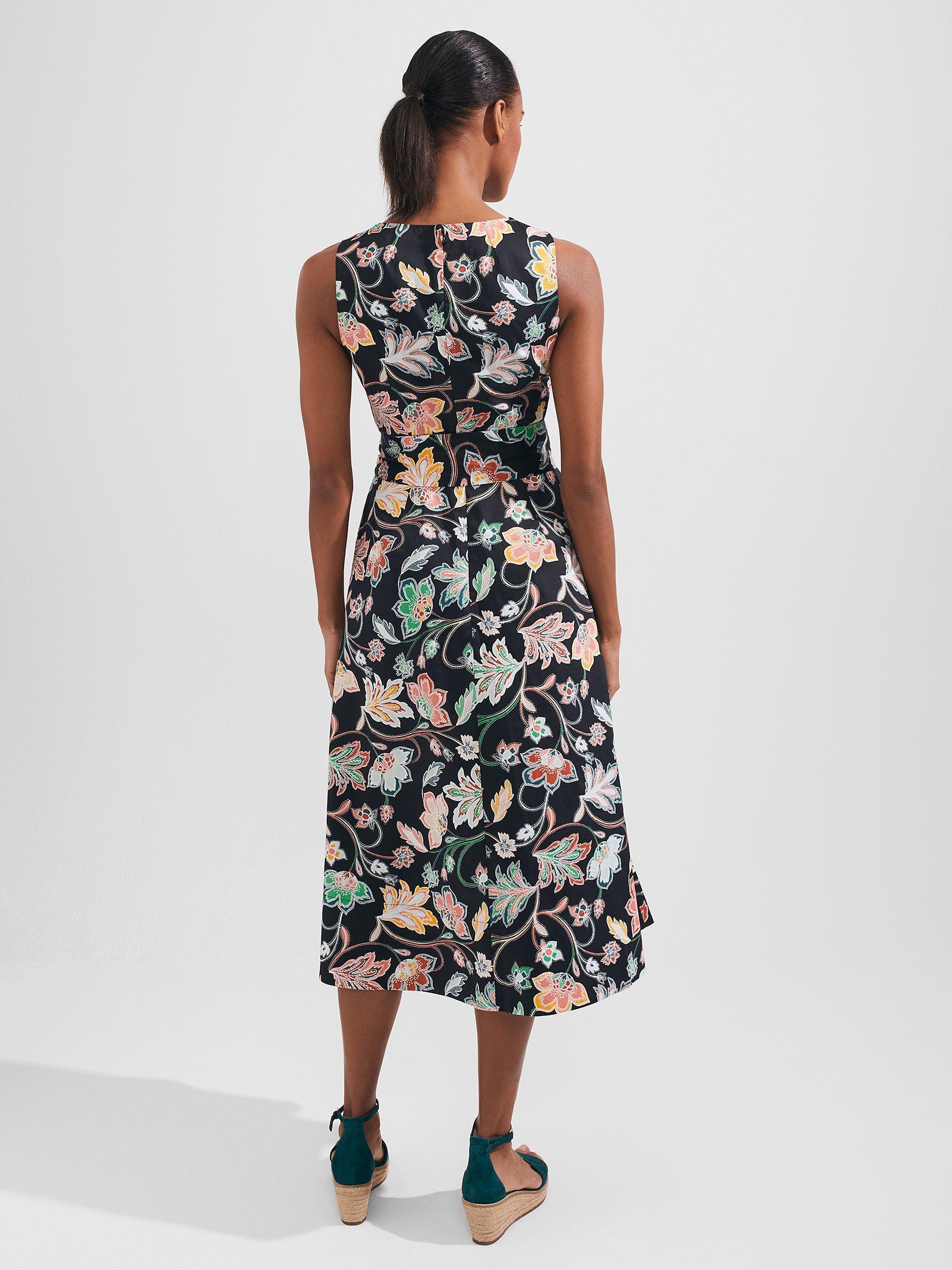 Product image 2 of 6, which shows Hobbs Emilie Floral Midi Dress, Black/Multi, 18