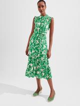 Hobbs Della Polka Dot Dress Green Ivory