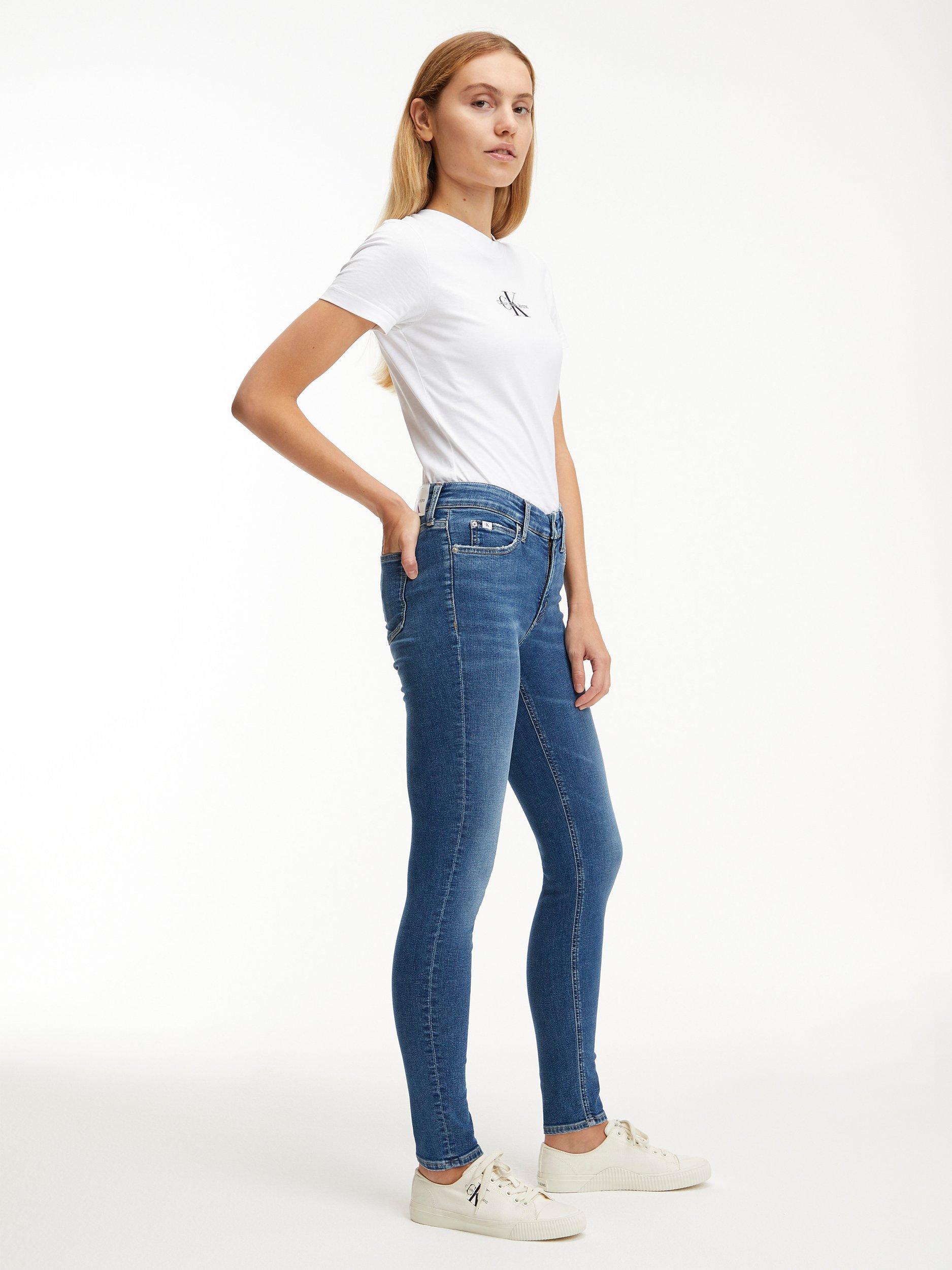 Product image 4 of 6, which shows Calvin Klein Mid Rise Skinny Jeans, Denim Dark, 26R