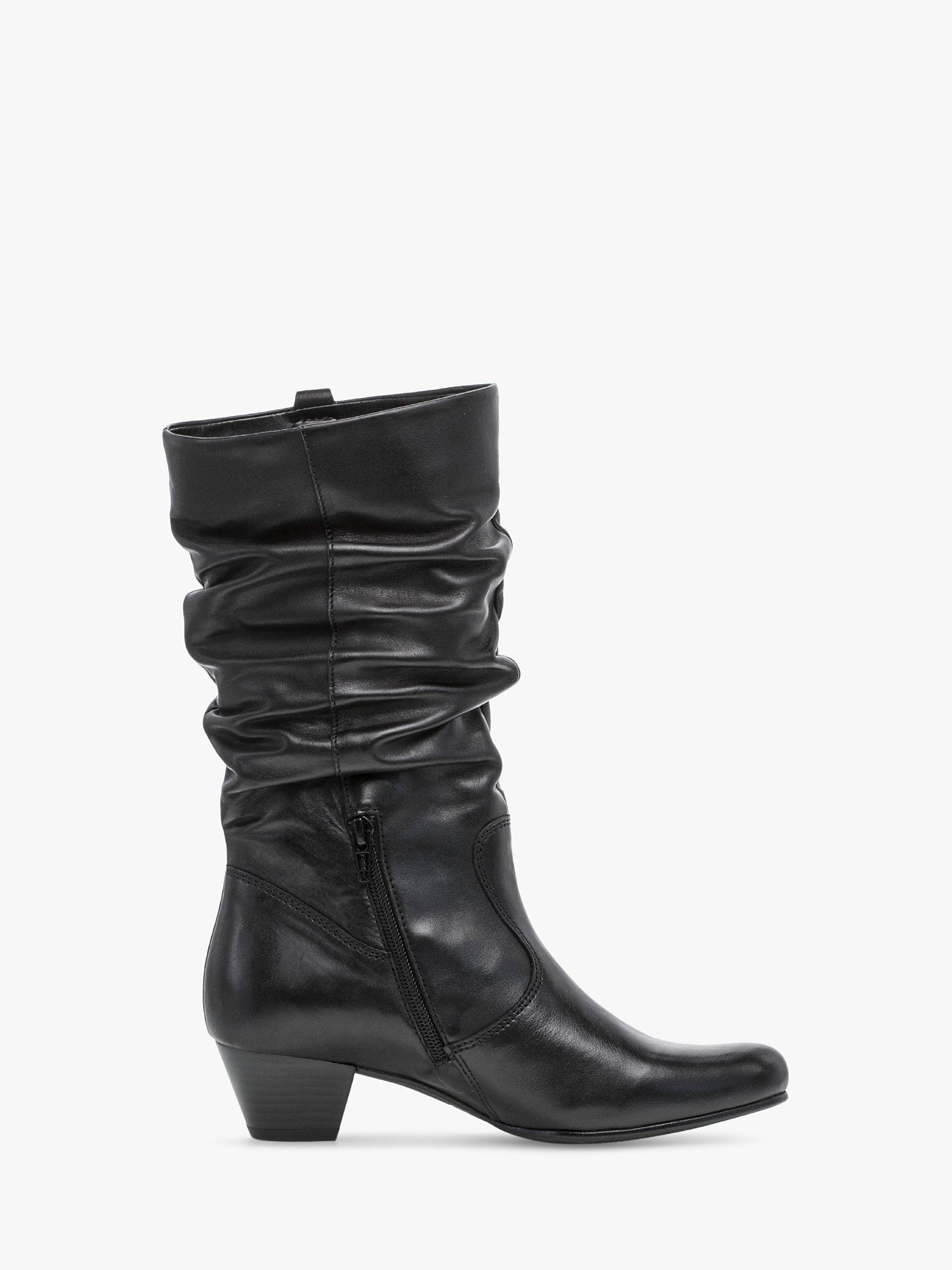 Gabor Rachel Wide Fit Leather Slouch Calf Boots, Black