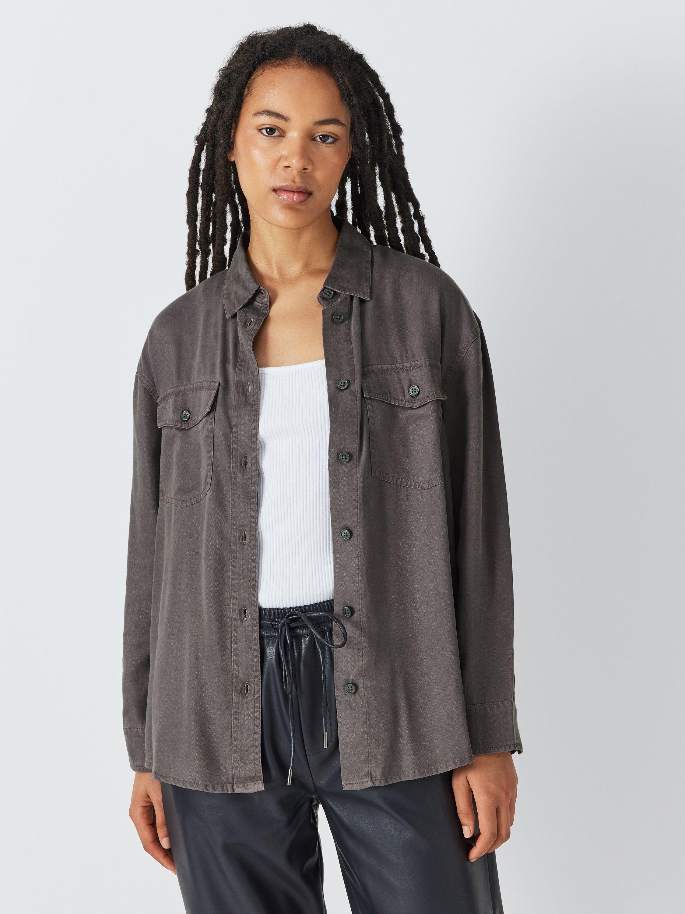 John Lewis ANYDAY Long Sleeve Utility Shirt, Grey, 18