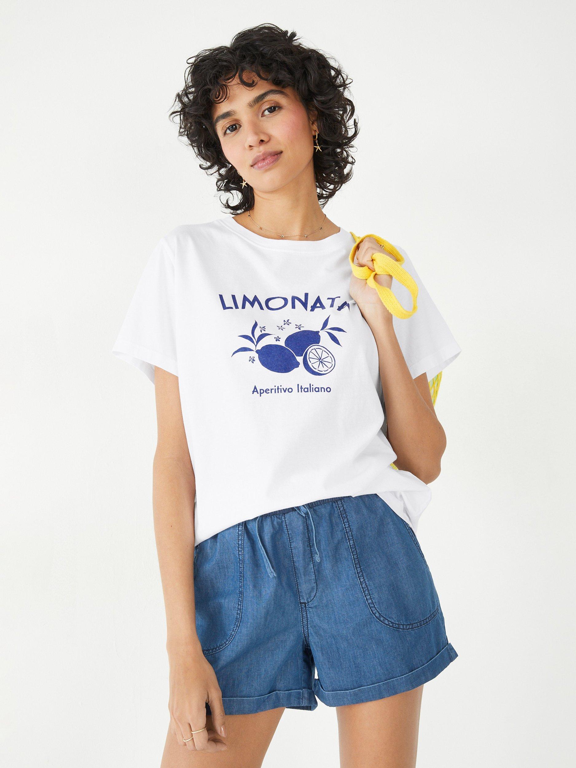 Product image 1 of 5, which shows HUSH Limonata Relaxed Fit T-Shirt, White, L