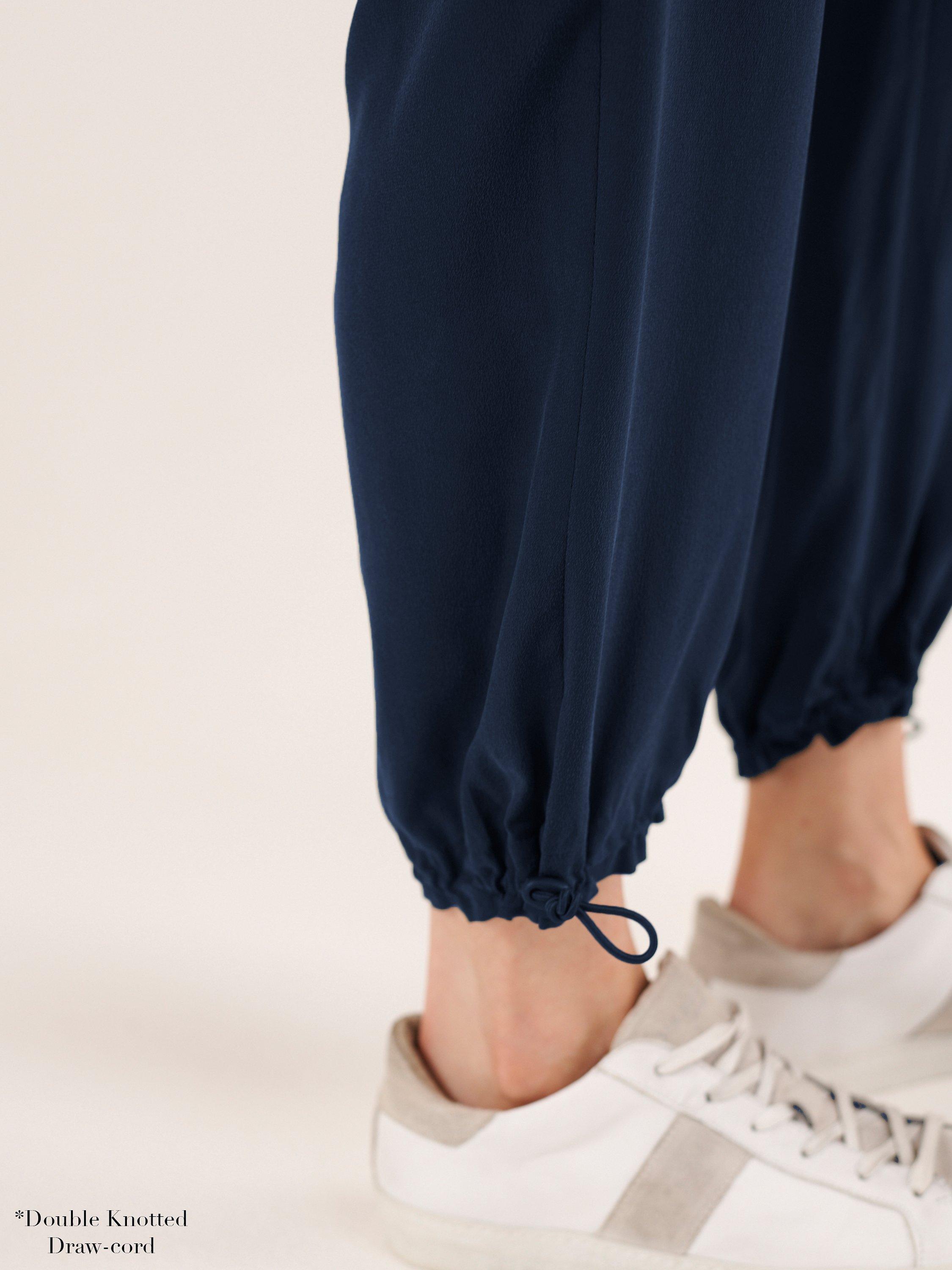 Product image 6 of 8, which shows NRBY Becca Silk Cargo Trousers, Navy, XS