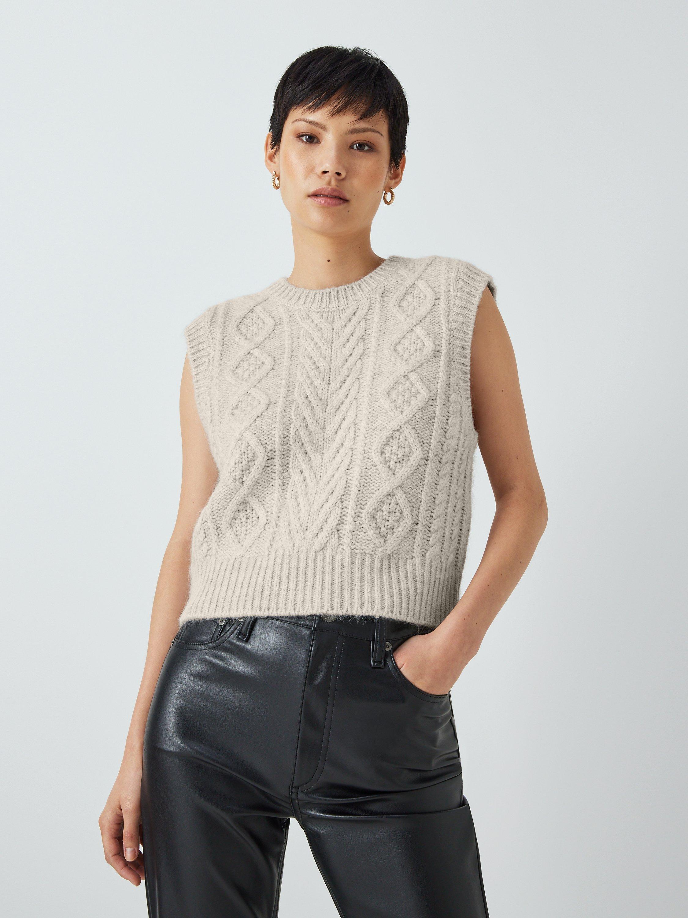 rag & bone Brody Wool Blend Knitted Vest Top, Light Grey
