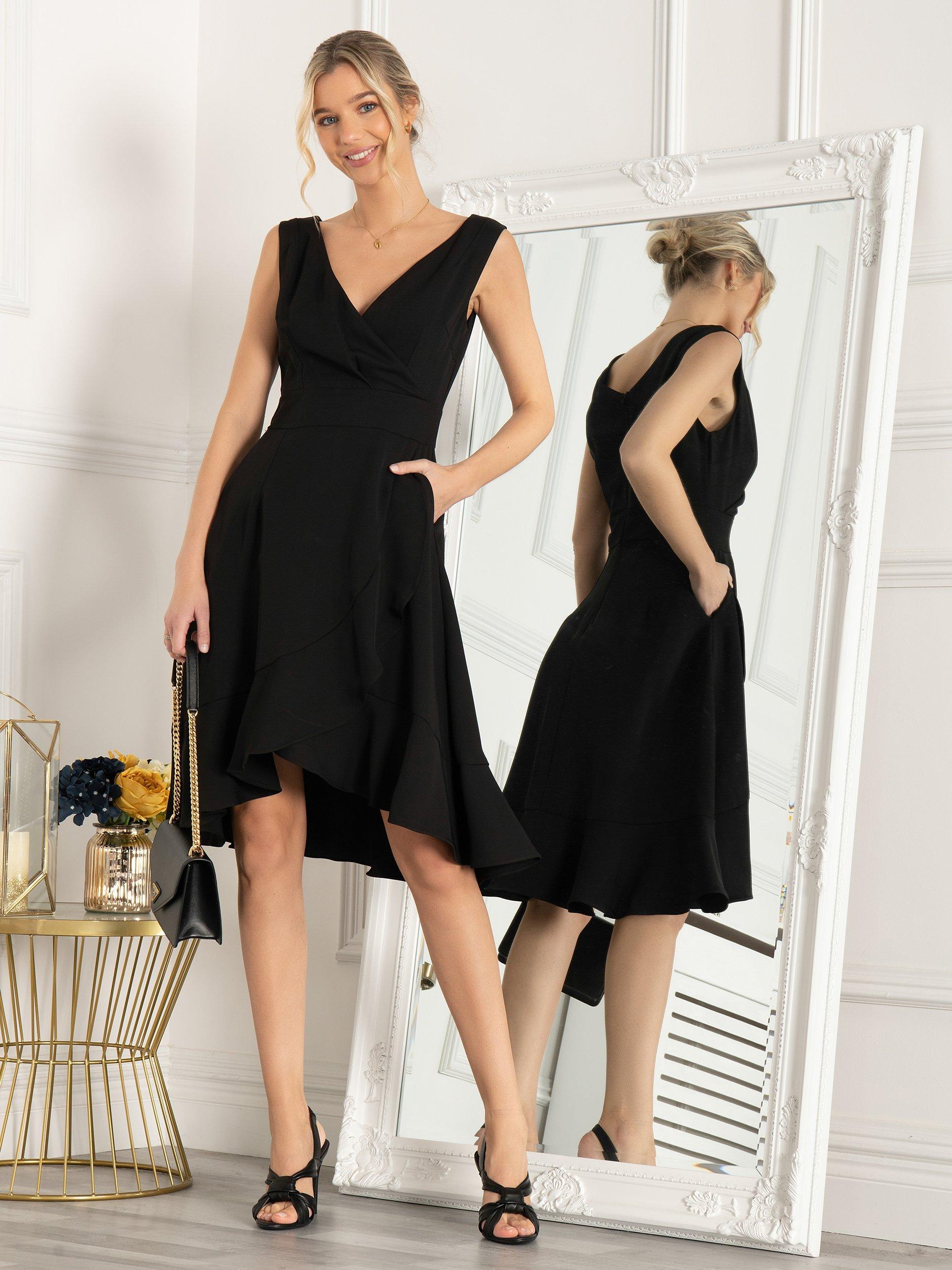Product image 3 of 7, which shows Jolie Moi Gayelle Frill Hem Dress, Black, 20
