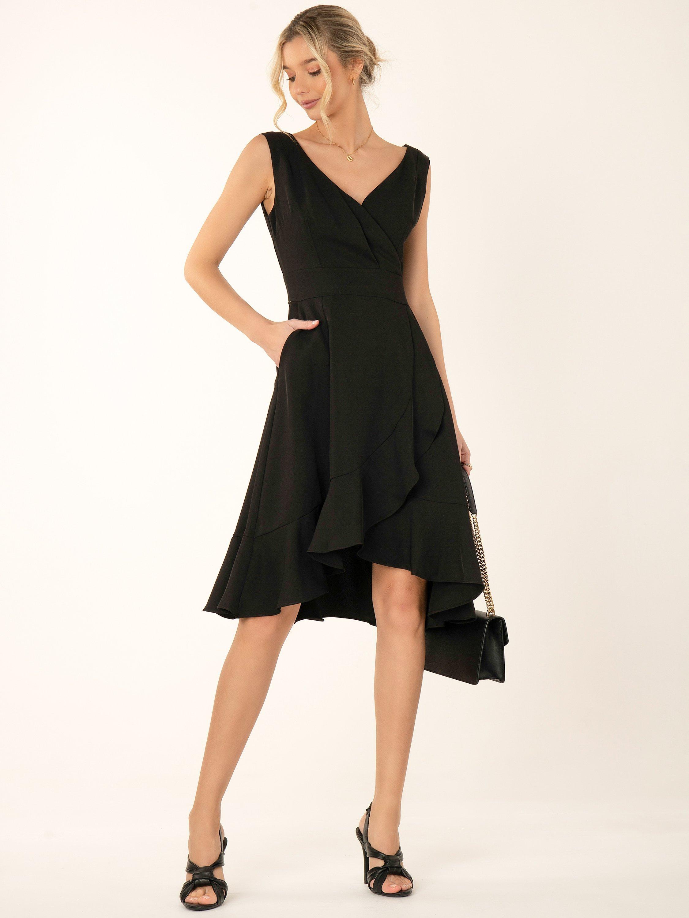 Product image 5 of 7, which shows Jolie Moi Gayelle Frill Hem Dress, Black, 20