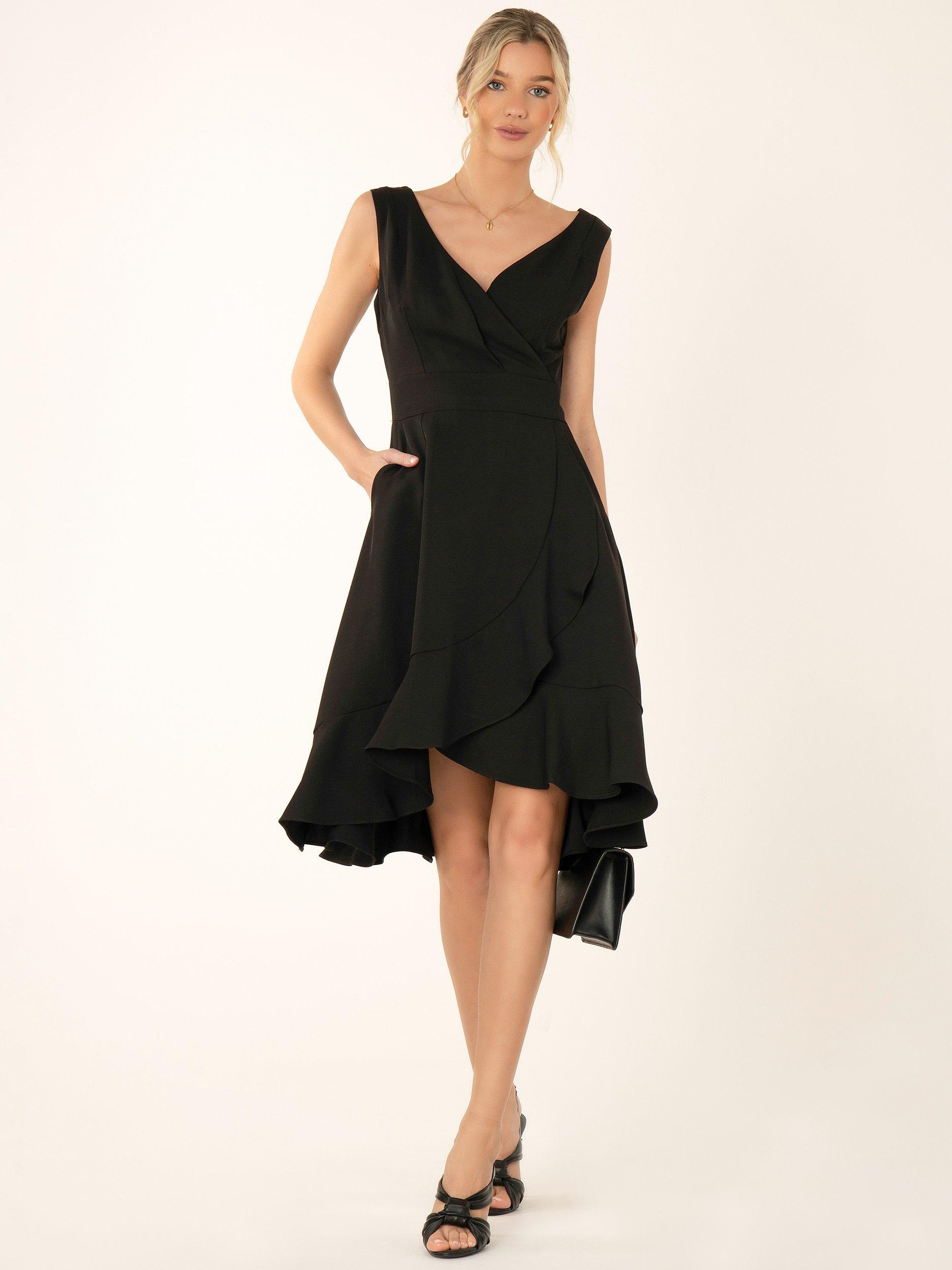Product image 6 of 7, which shows Jolie Moi Gayelle Frill Hem Dress, Black, 20