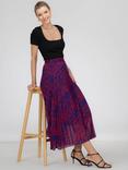 Jolie Moi Saige Pleated Midi Skirt, Abstract Multi, Abstract Multi