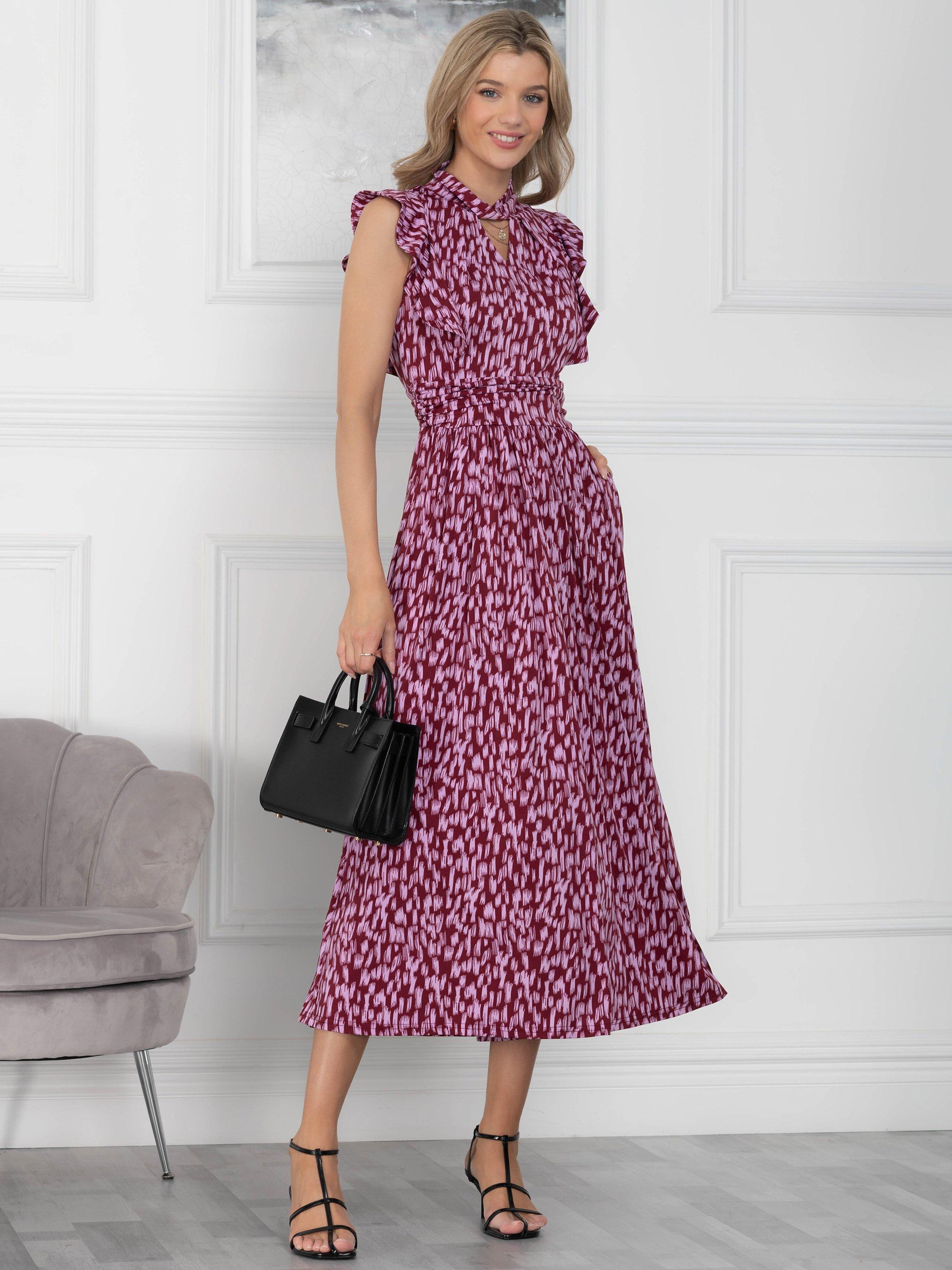 Jolie Moi Doris Frill Shoulder Midi Dress