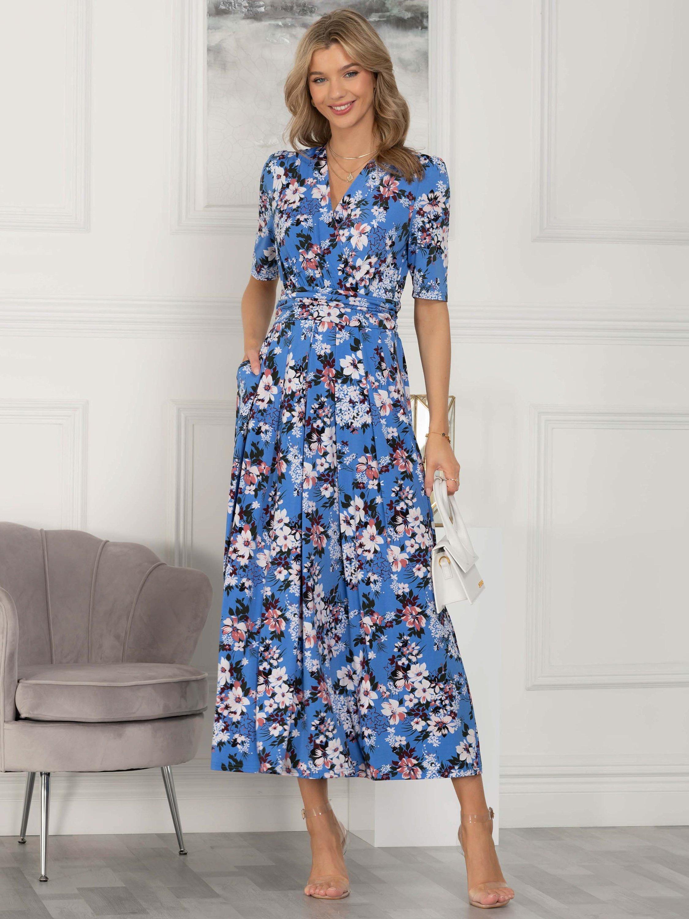 Jolie Moi Beatrice Jersey Maxi Dress, Blue Floral