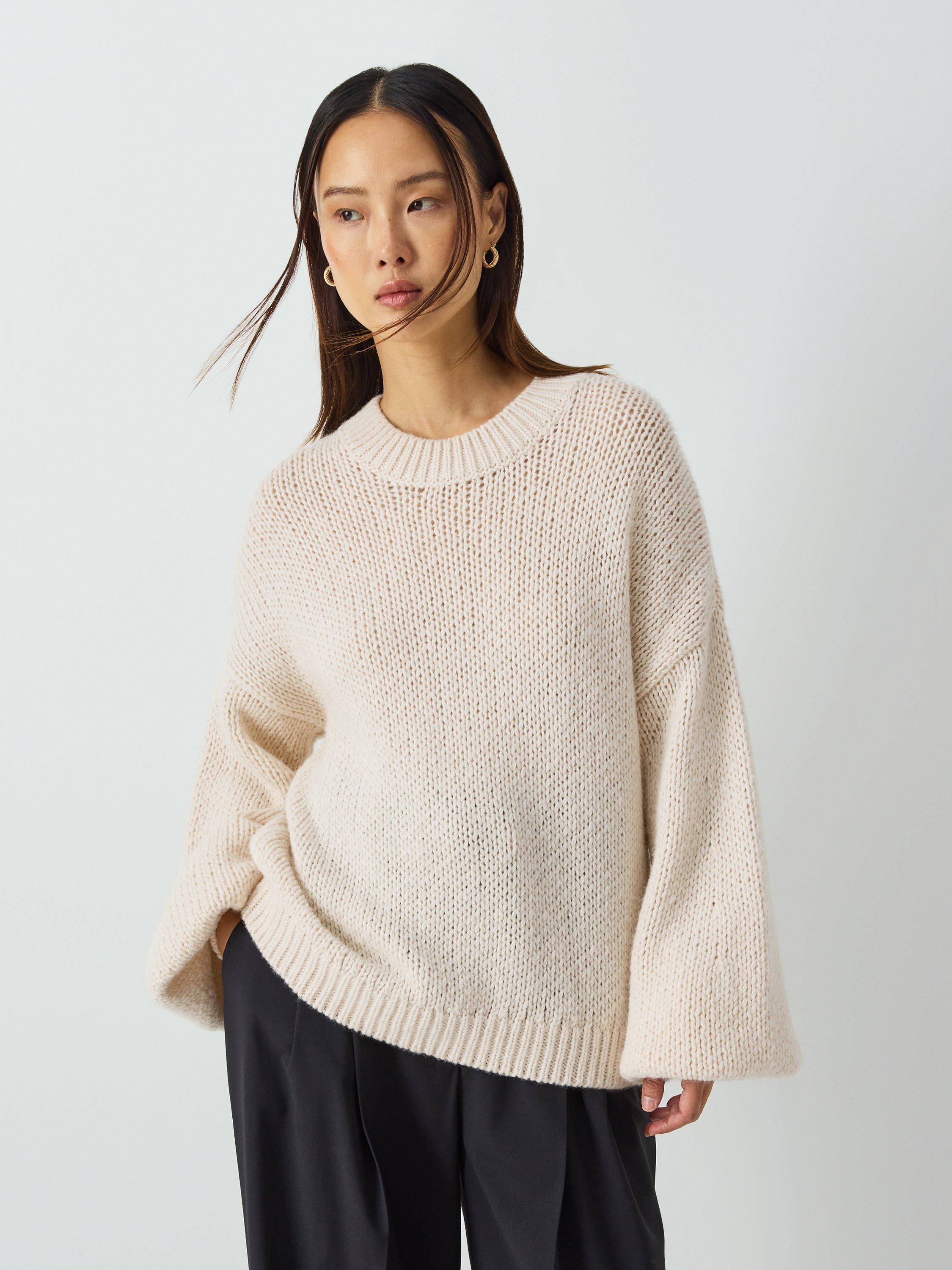 Vivere By Savannah Miller Sophie Balloon Sleeve Cropped Jumper, Off White