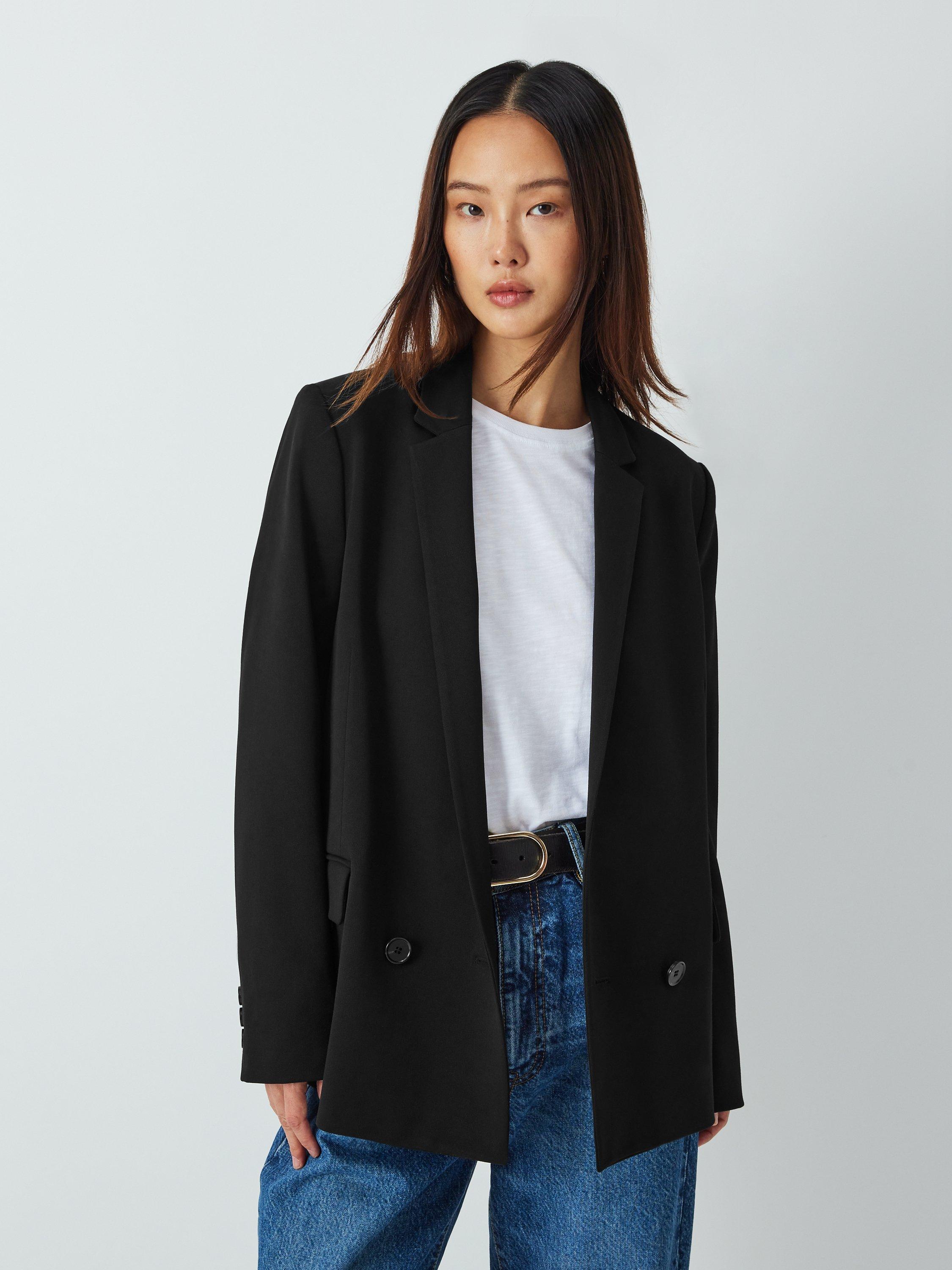 Vivere By Savannah Miller Grace Plain Oversized Double Breasted Blazer, Black