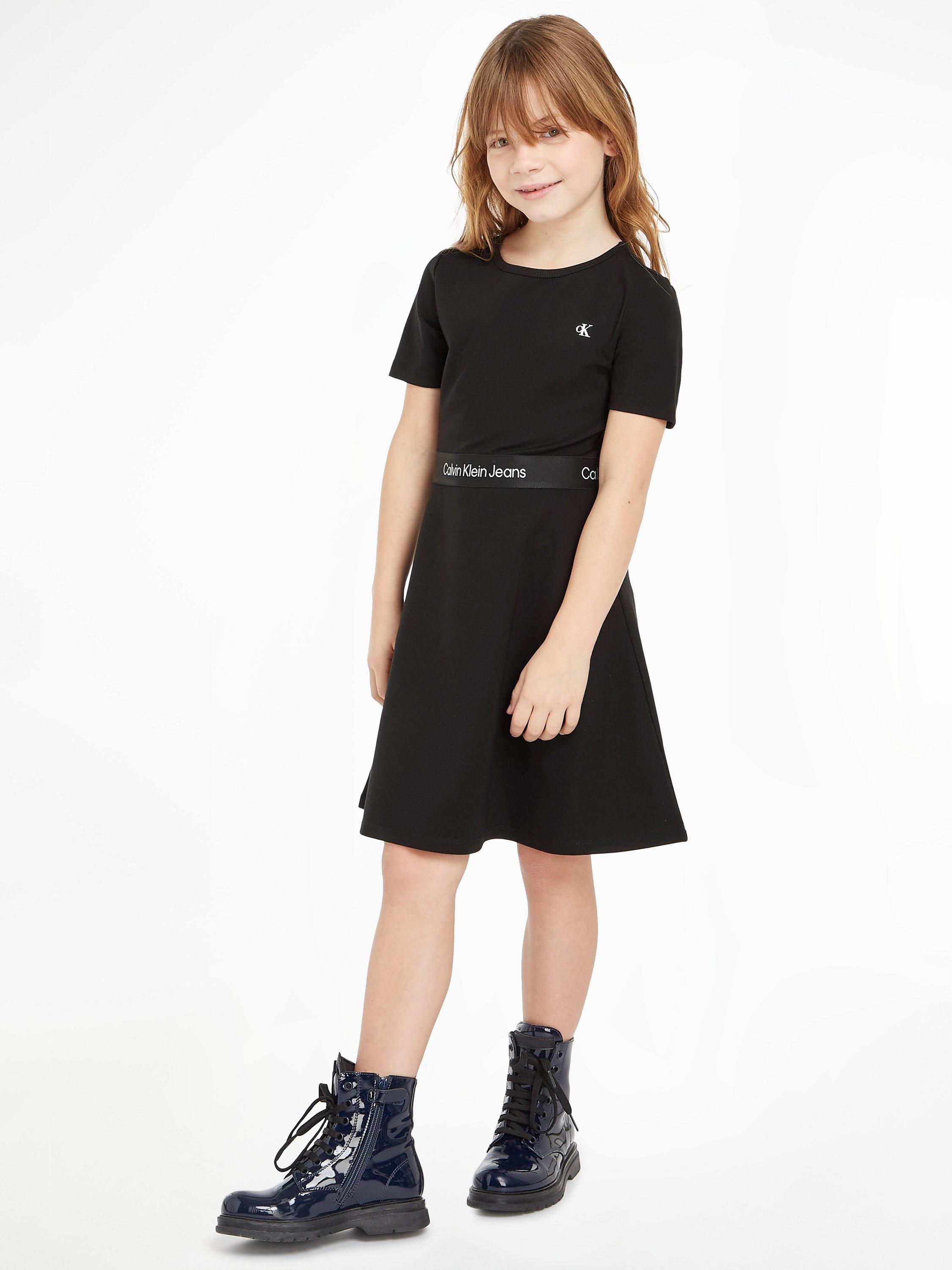 Calvin Klein Kids' Punto Tape Logo Dress, Ck Black