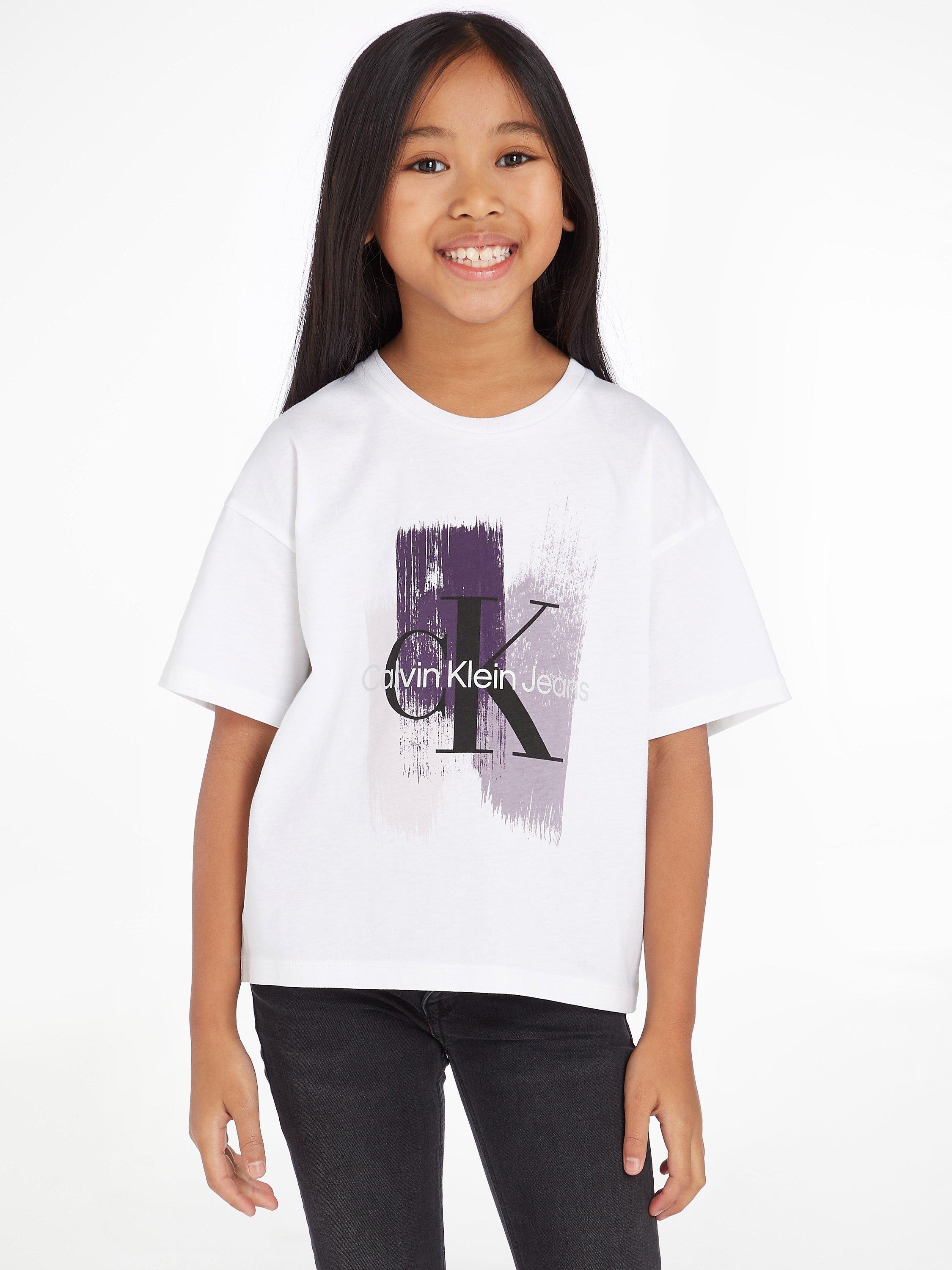 Calvin Klein Jeans Kids' Cotton Mono Logo T-Shirt, Bright White