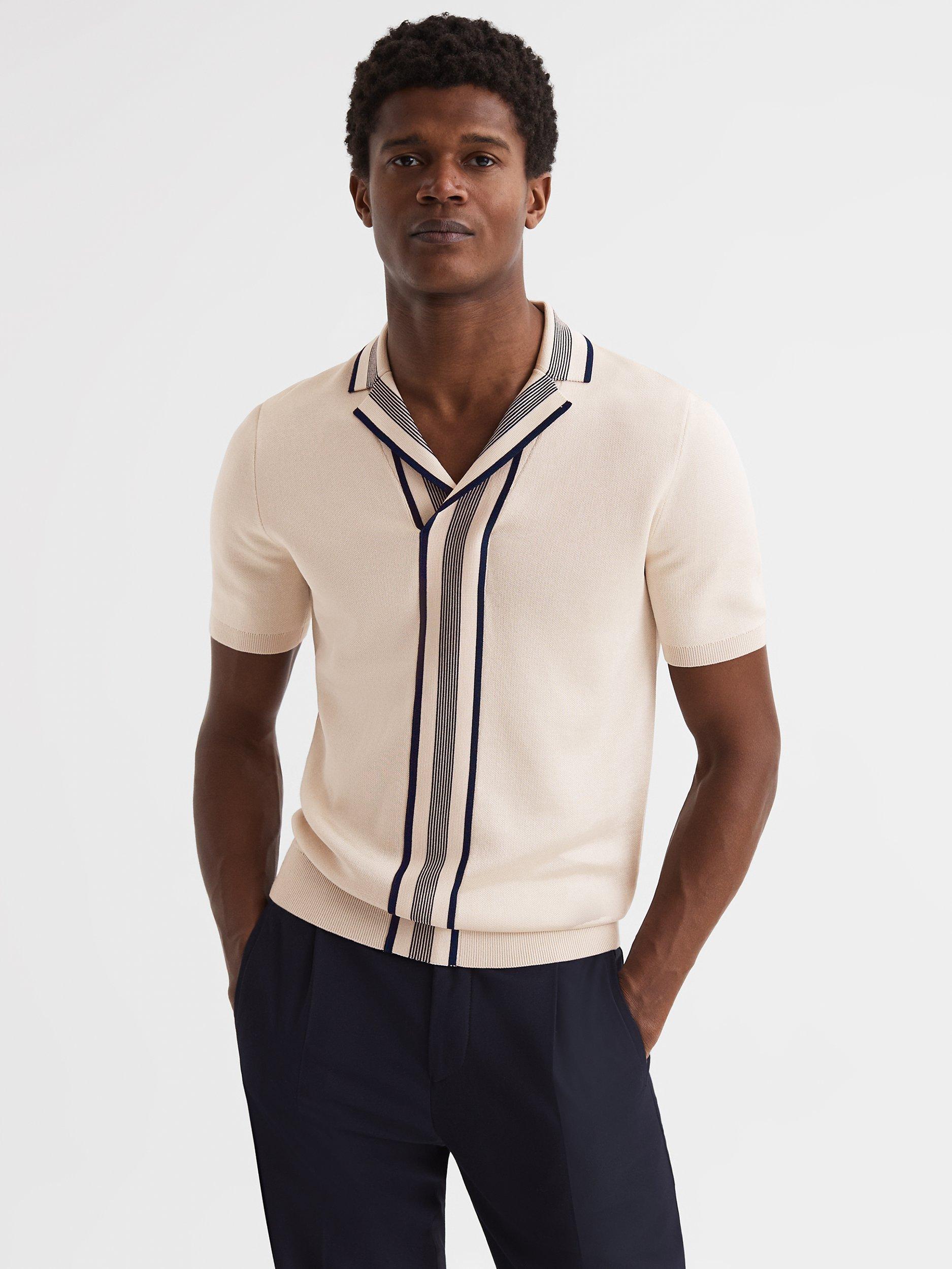 Reiss Oswald Open Collar Polo Shirt, Ecru