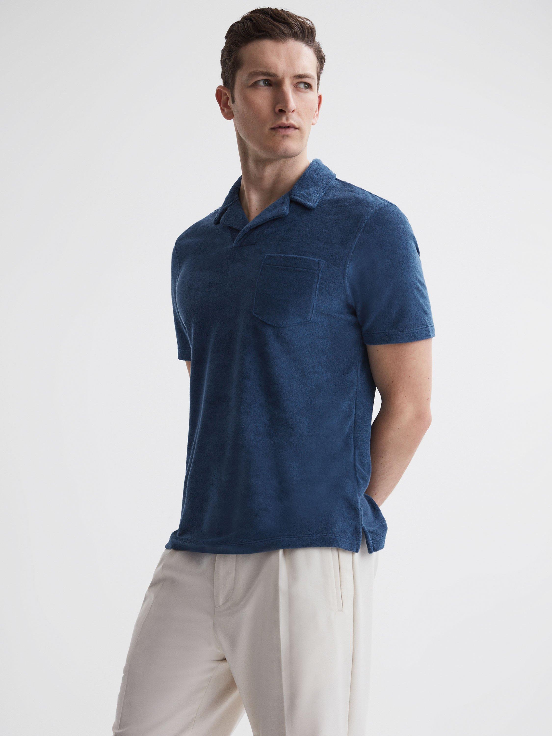 Reiss Caicos Open Collar Polo Shirt, Royal Blue