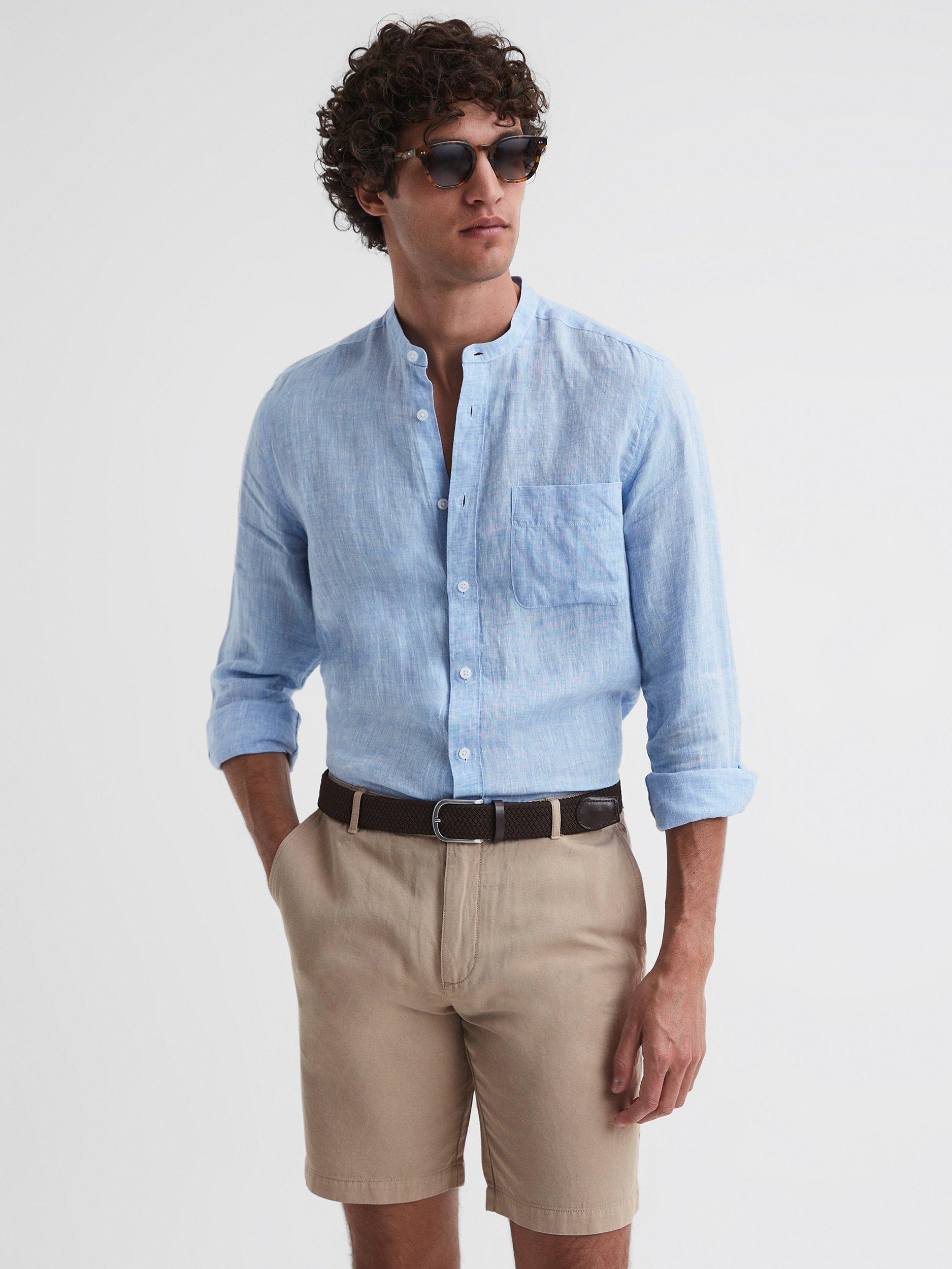 Reiss Ezra Casual Cotton Linen Blend Chino Shorts, Stone
