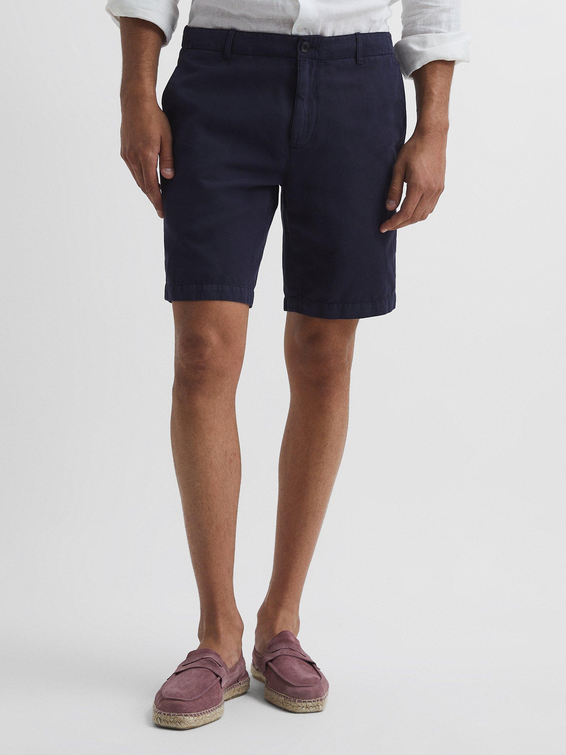 Reiss Ezra Casual Cotton Linen Blend Chino Shorts
