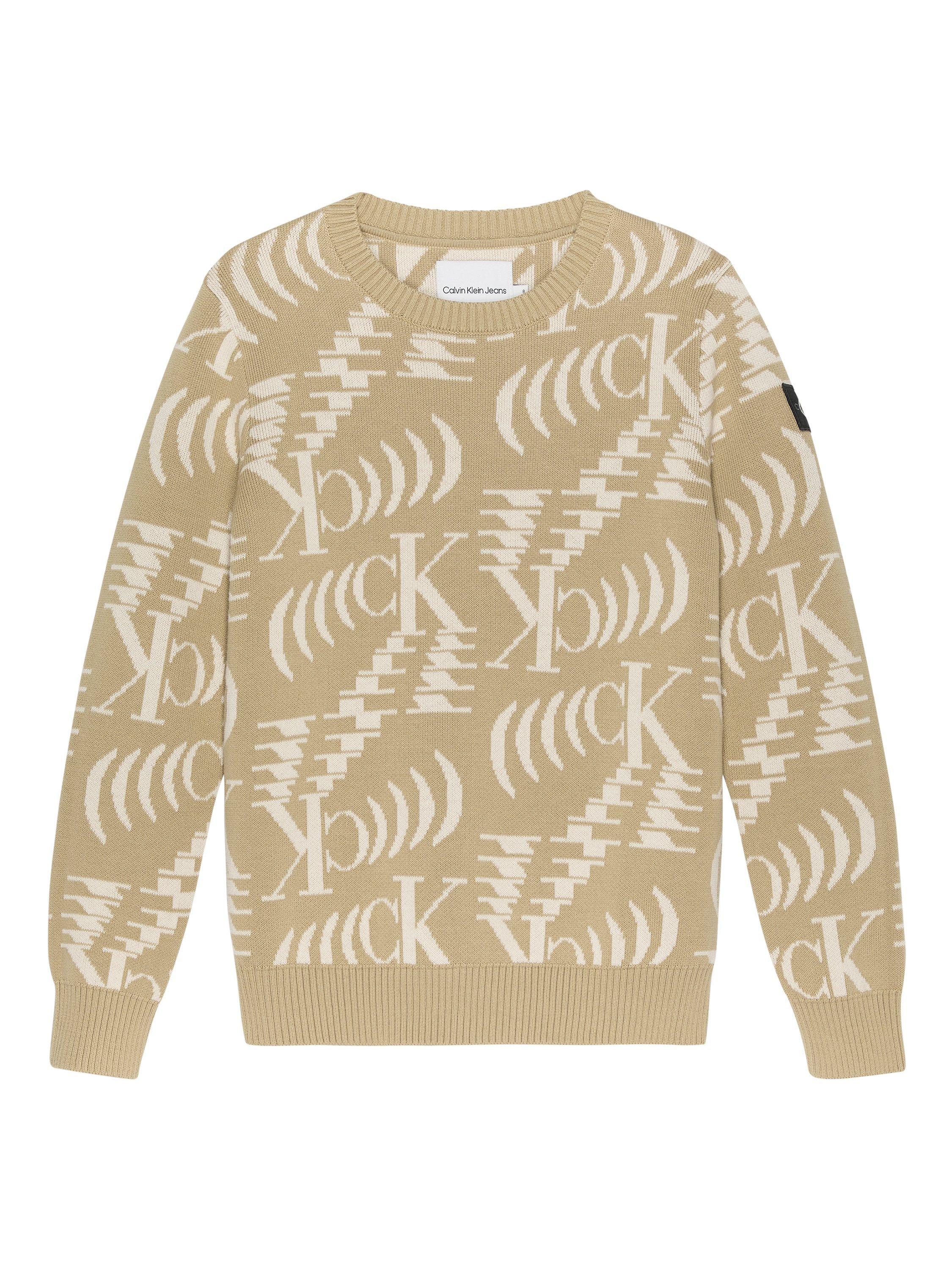 Calvin Klein Kids' Mono Logo Embroidered Sweatshirt, Travertine