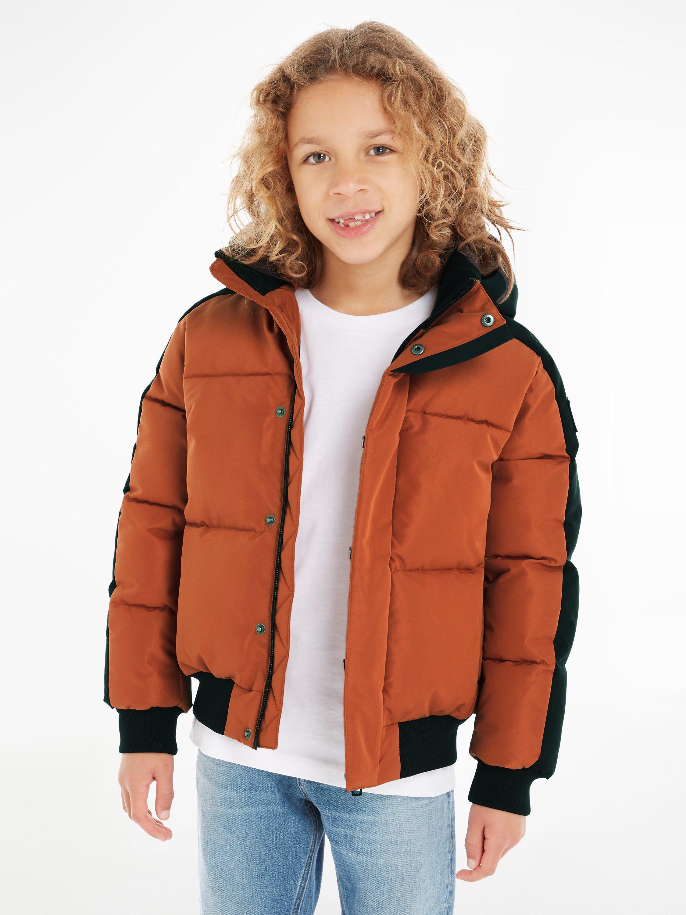 Calvin Klein Kids Colour Block Puffer Jacket Auburn Black