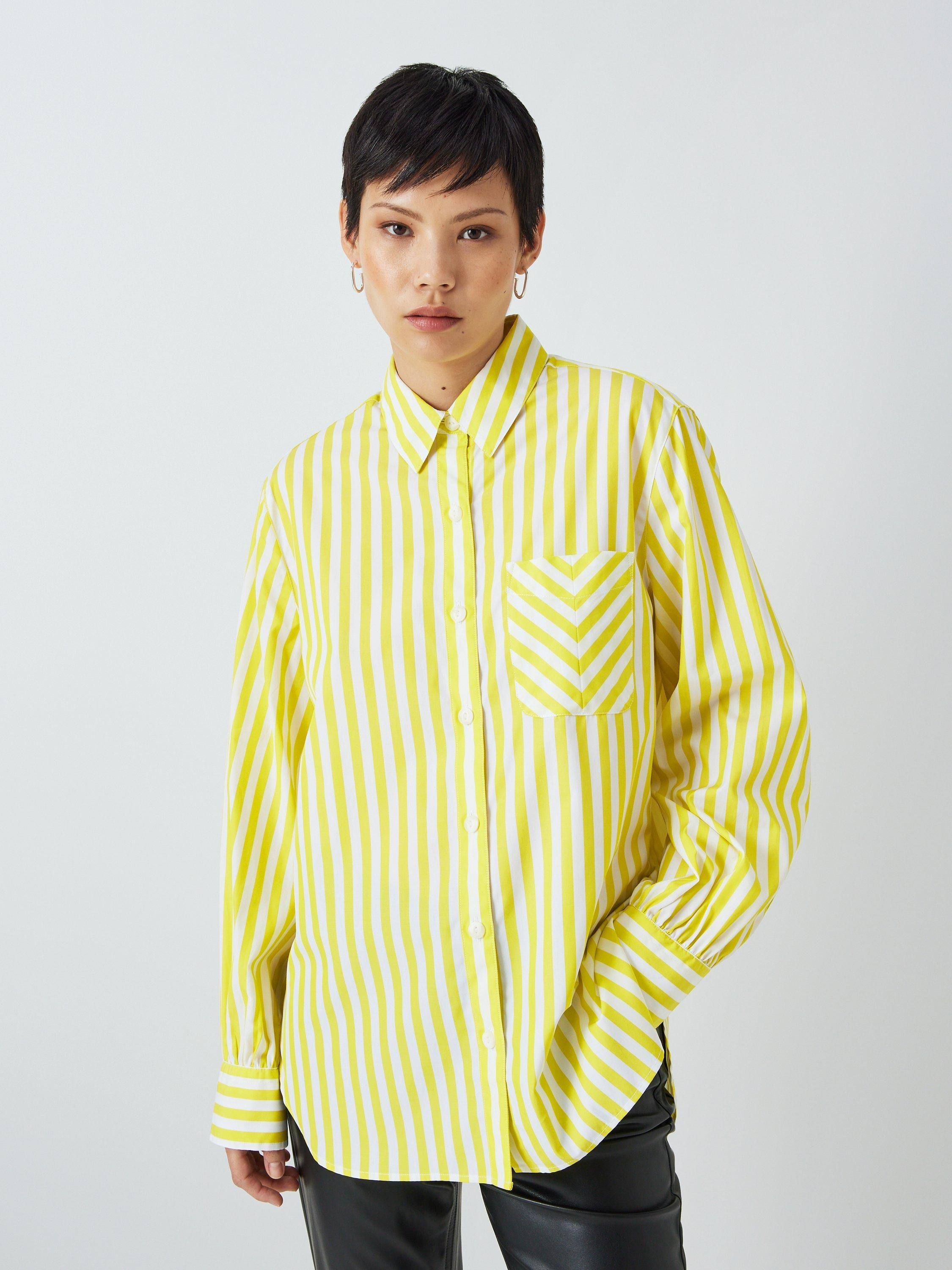rag & bone Maxine Striped Cotton Poplin Shirt, Fresh Lime