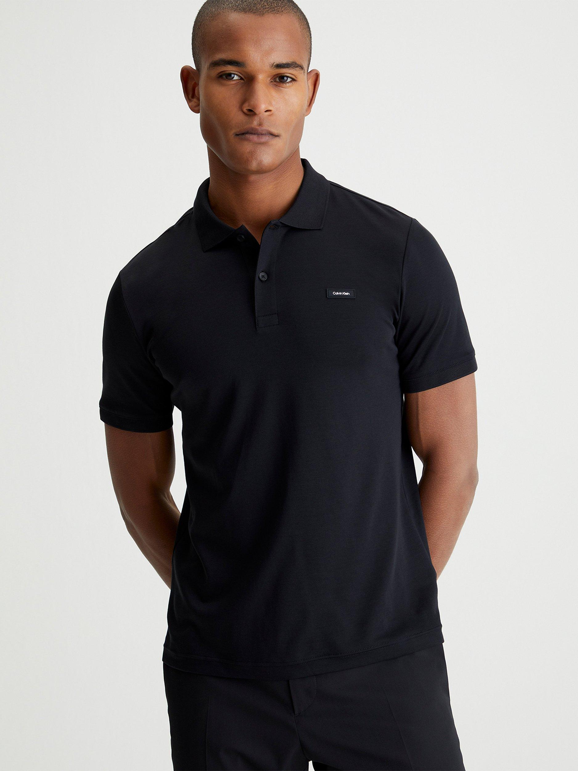 Calvin Klein Smooth Cotton Slim Polo Top Ck Black