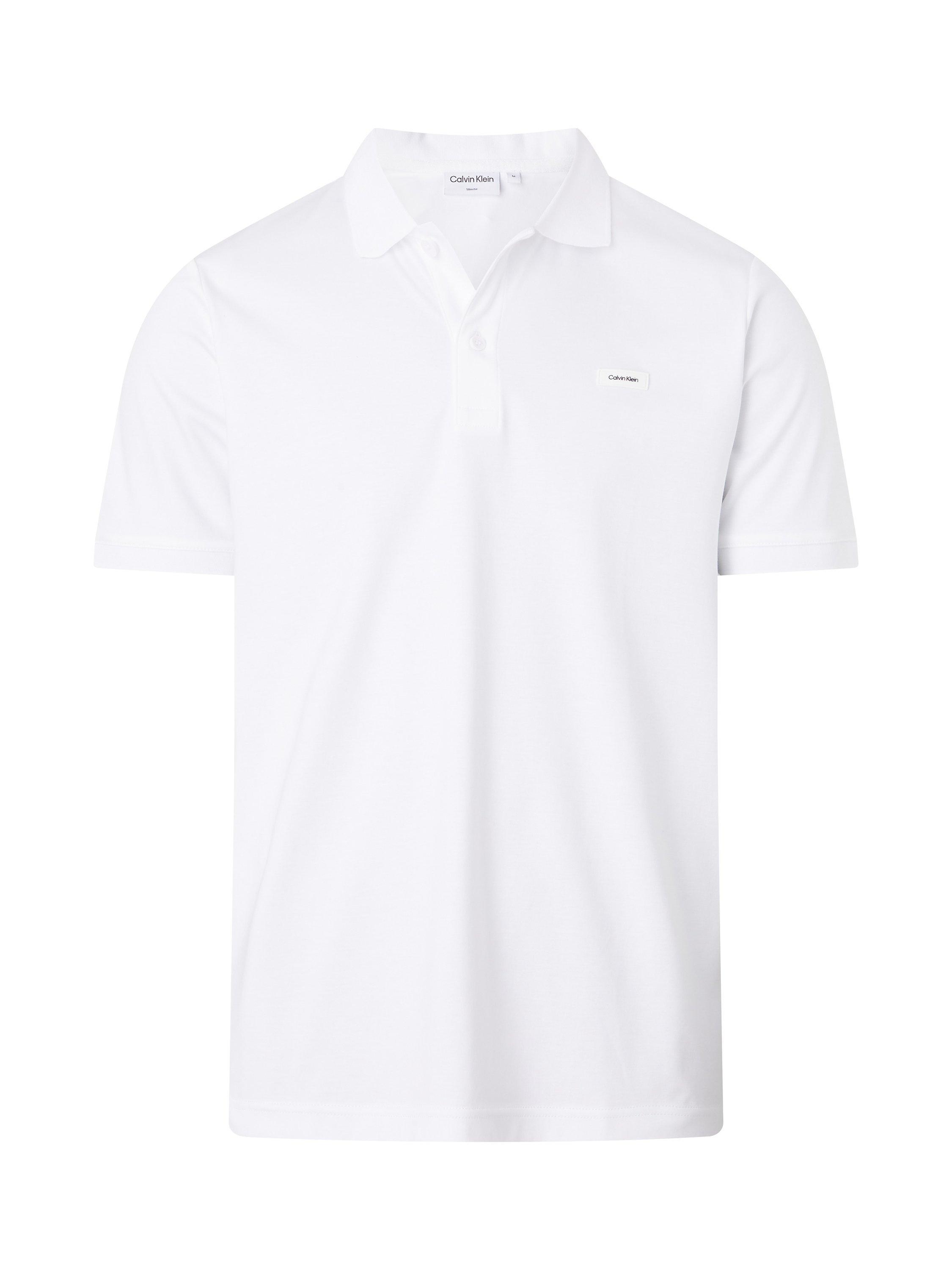 Calvin Klein Smooth Cotton Slim Polo Top, Bright White, XS