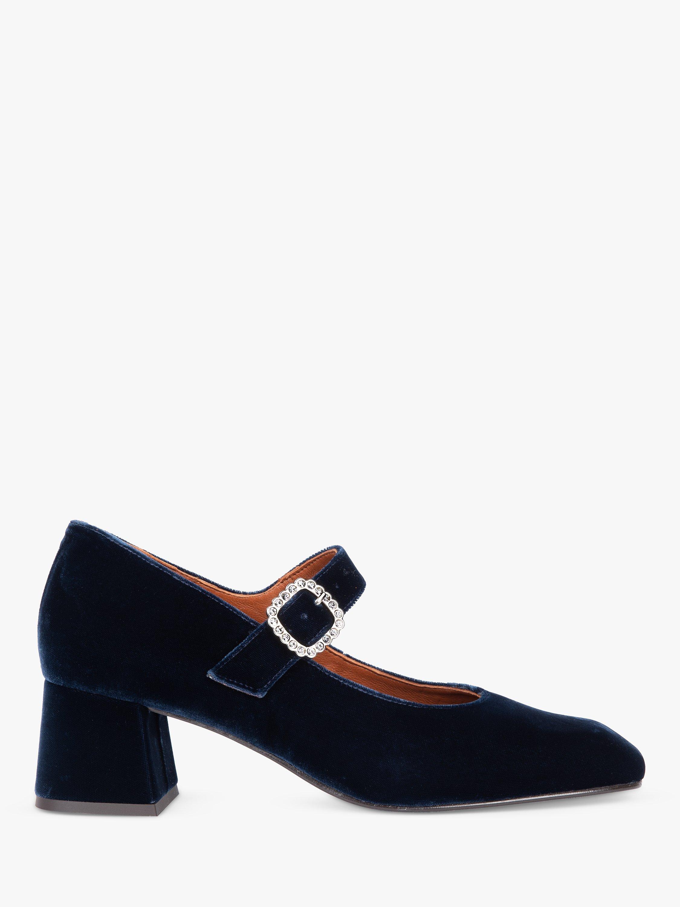 Penelope Chilvers Velvet Mary Jane Court Shoes, Navy