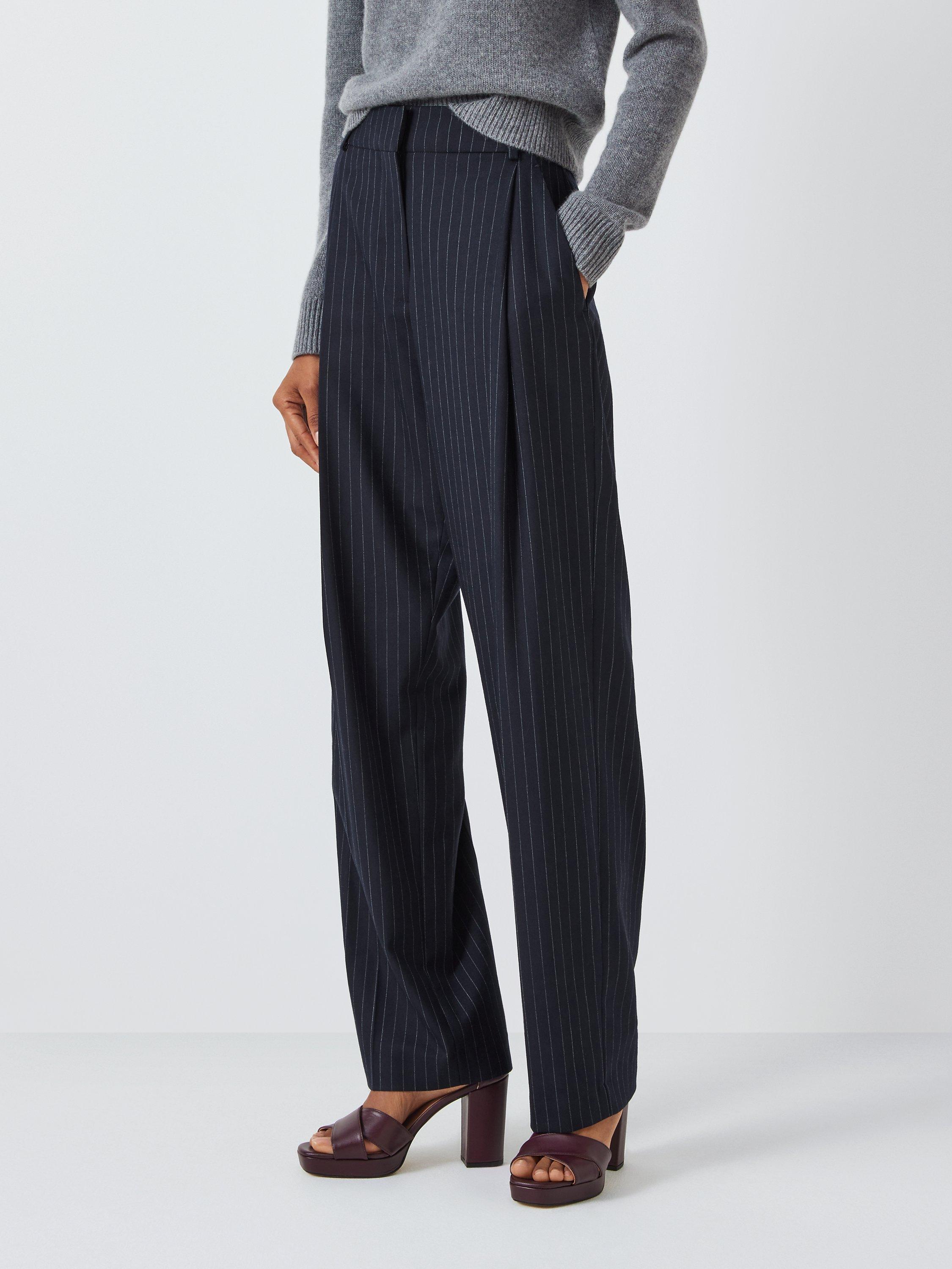 John Lewis Pin Stripe Trousers, Navy